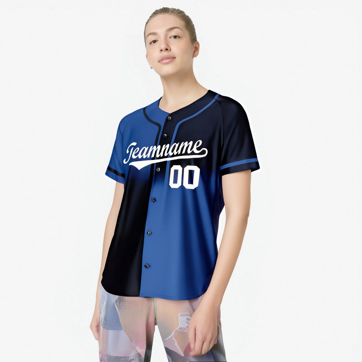 Custom Navy-Blue White Authentic Split Fashion Baseball Jersey