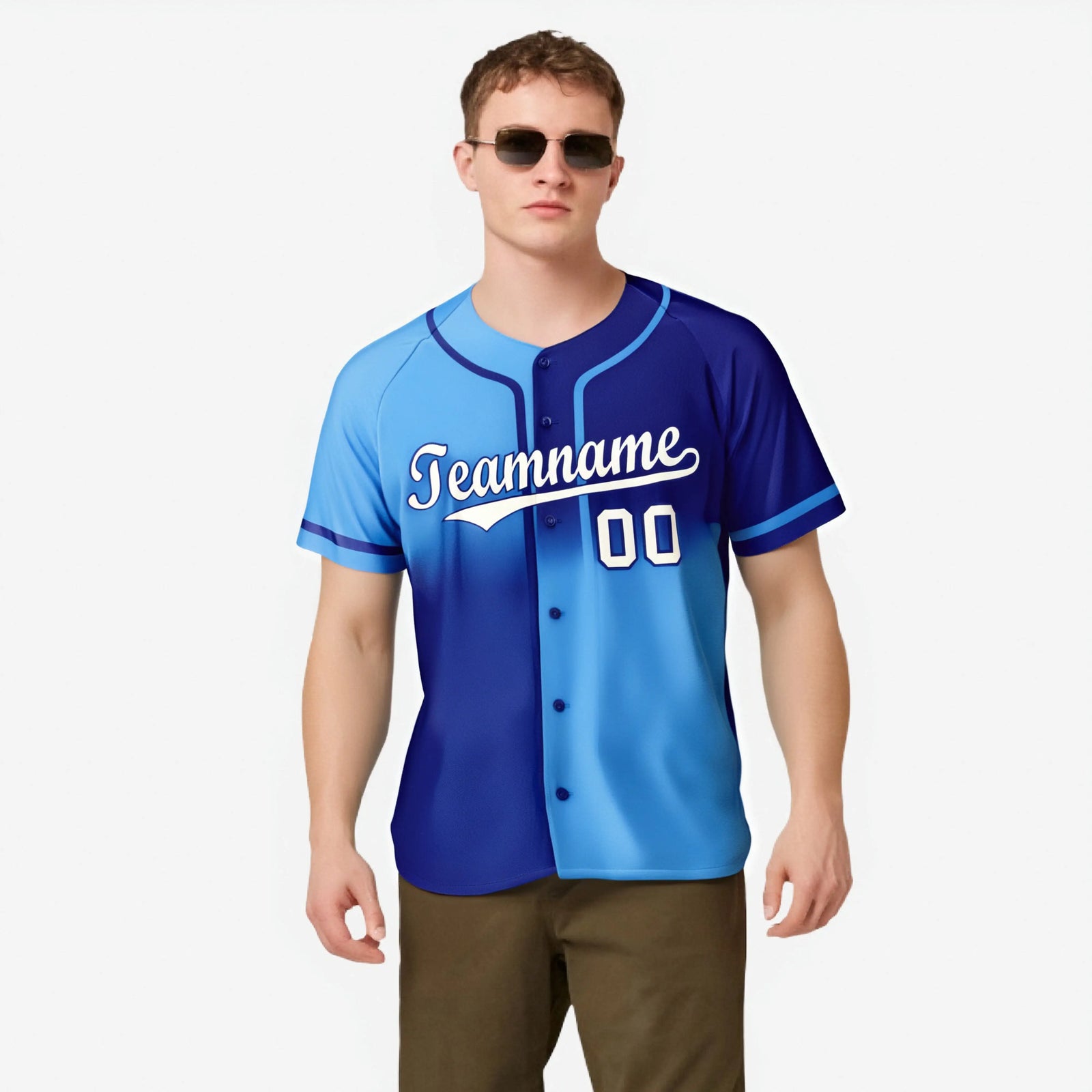 Custom Royal Blue-Blue White Authentic Split Fashion Baseball Jersey