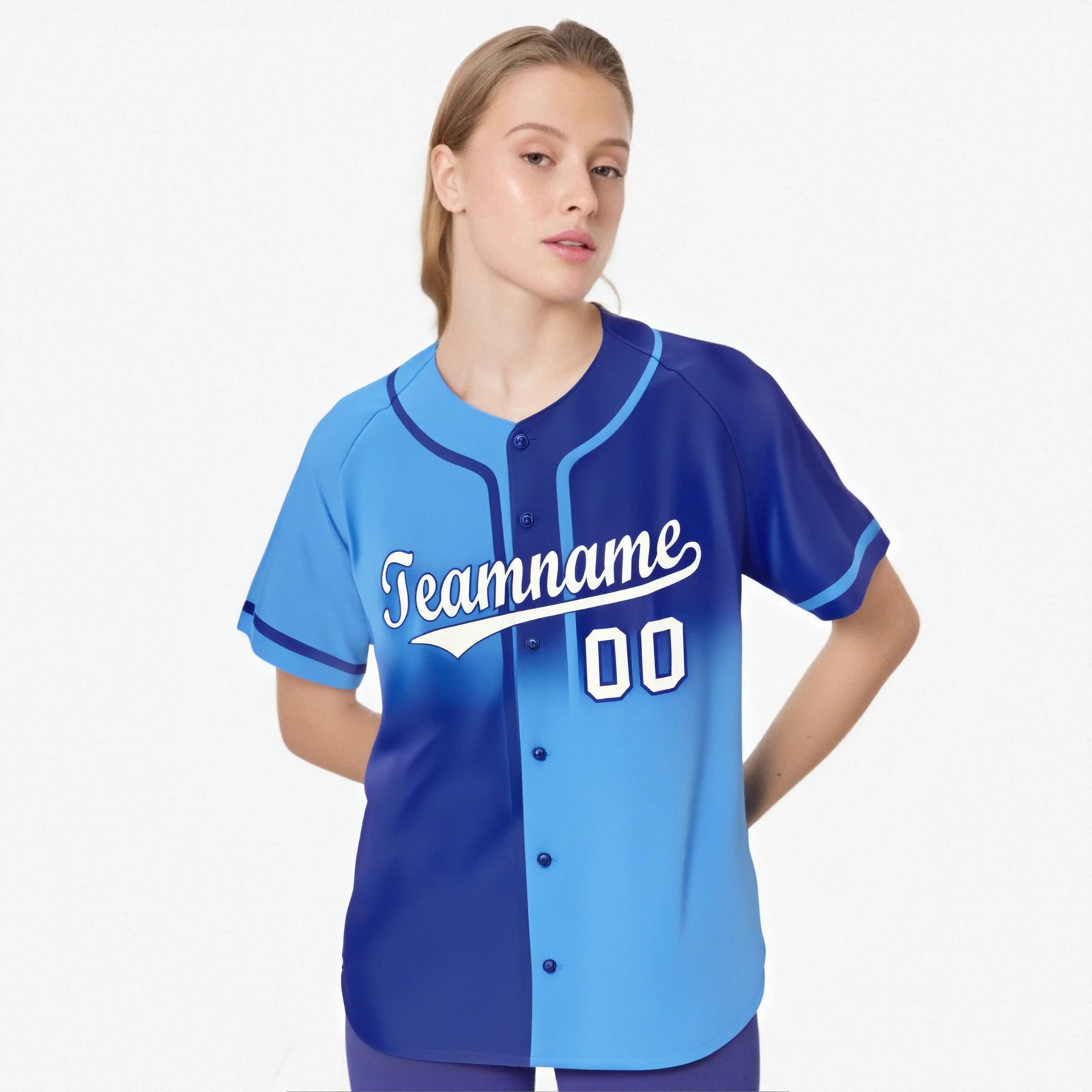 Custom Royal Blue-Blue White Authentic Split Fashion Baseball Jersey