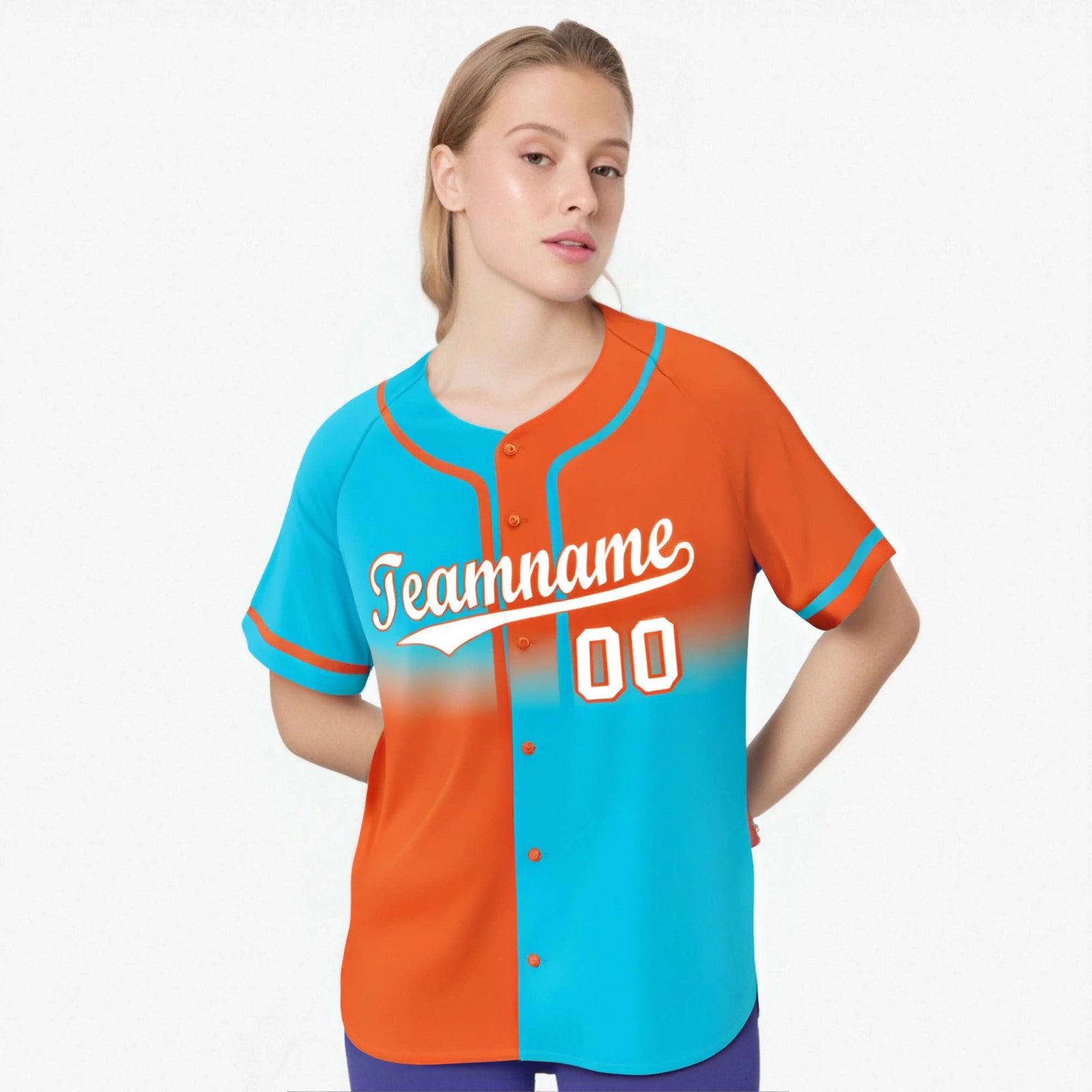 Custom Orange-Blue White Authentic Split Fashion Baseball Jersey