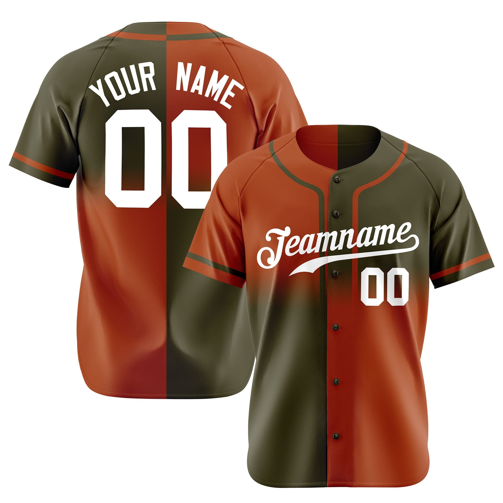 Custom Brown-Texas Orange White Authentic Split Fashion Baseball Jersey