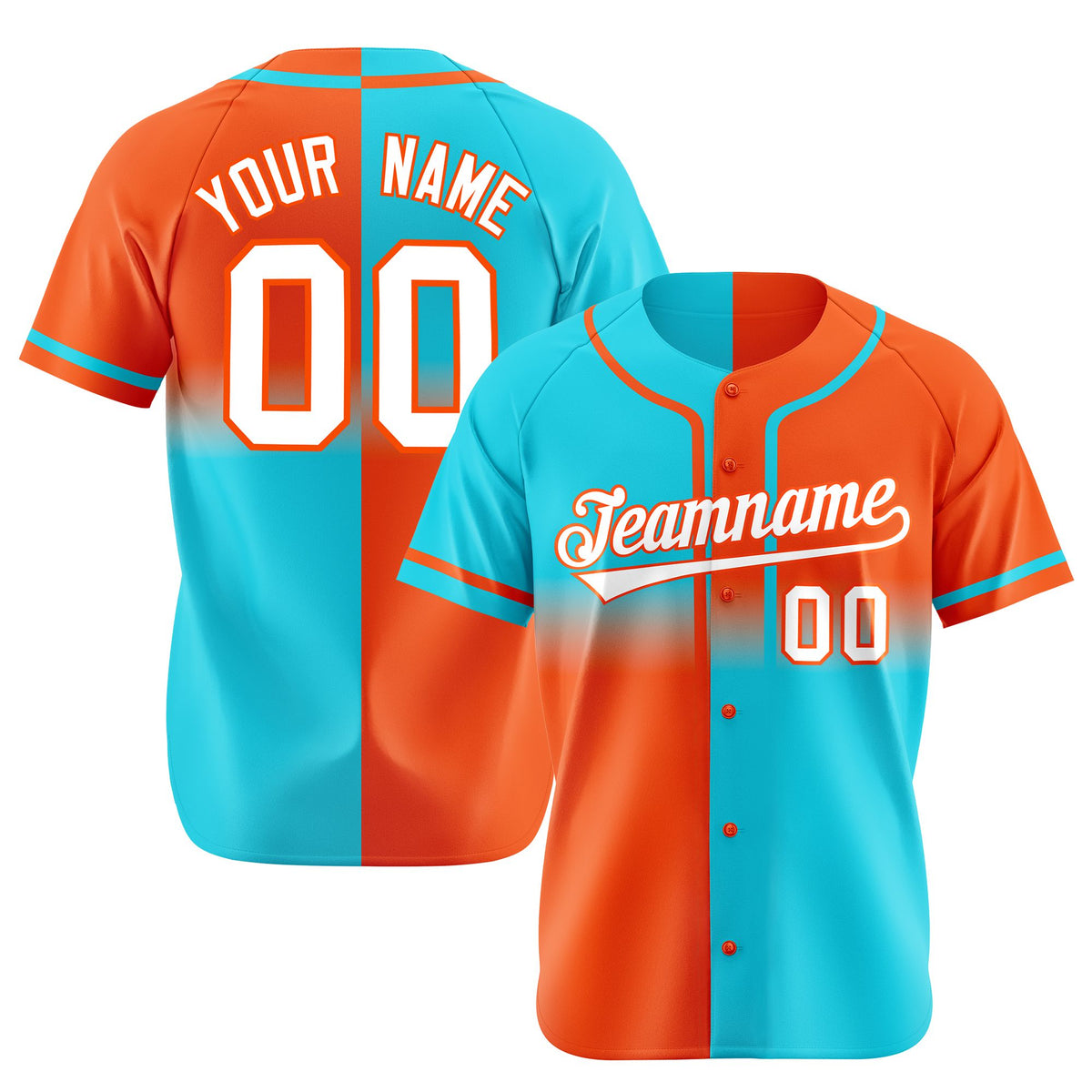 Custom Orange-Blue White Authentic Split Fashion Baseball Jersey