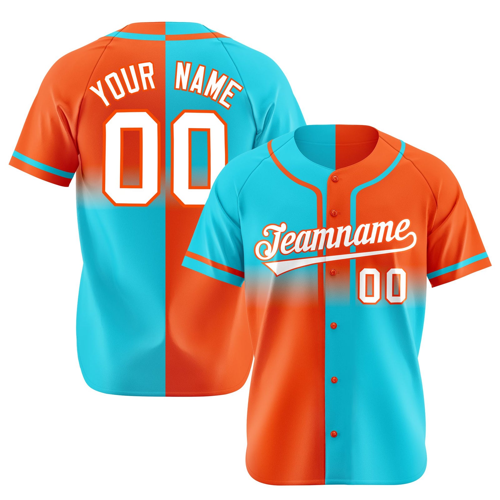 Custom Orange-Blue White Authentic Split Fashion Baseball Jersey