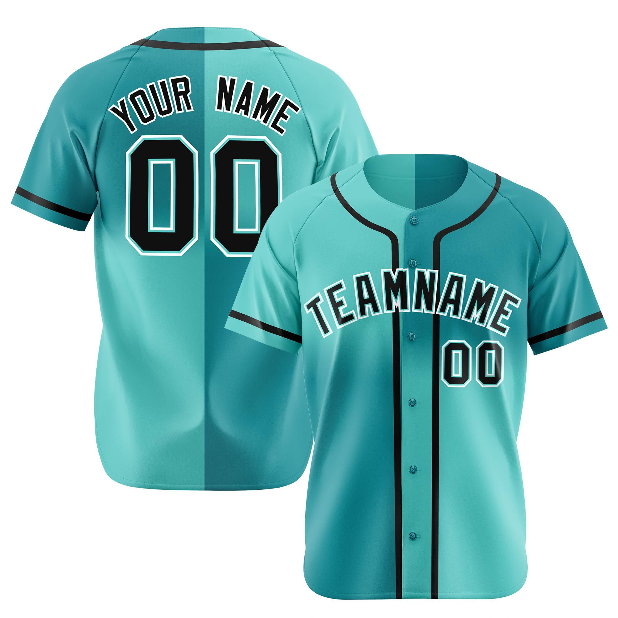 Custom Aqua-Bright Green Authentic Split Fashion Baseball Jersey