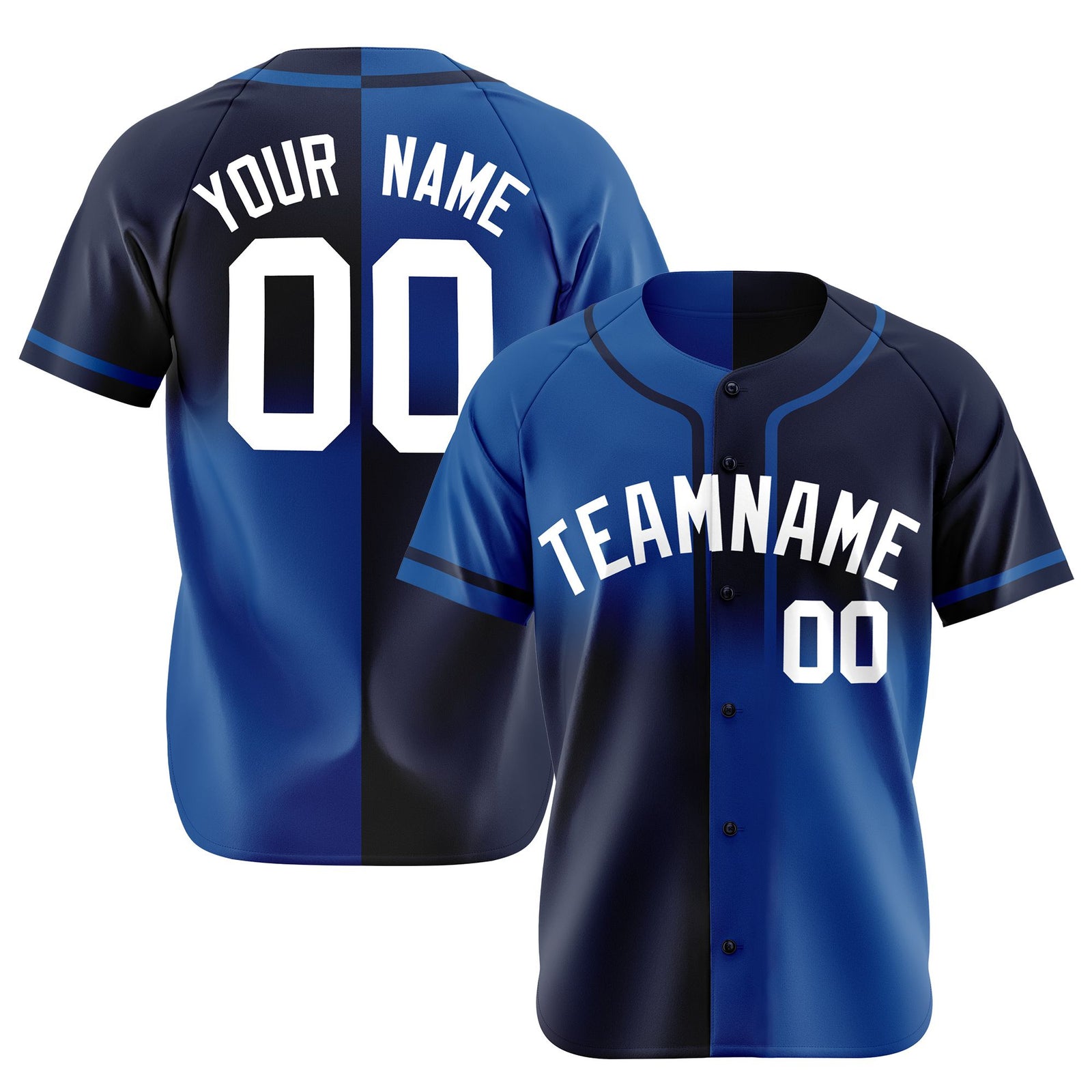 Custom Navy-Blue White Authentic Split Fashion Baseball Jersey
