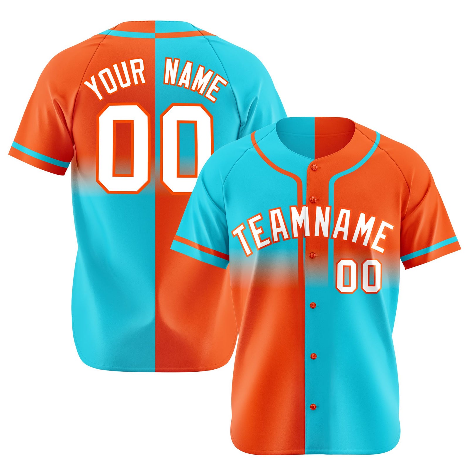 Custom Orange-Blue White Authentic Split Fashion Baseball Jersey
