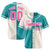 Custom Aqua Khaki Pink Authentic Split Fashion Baseball Jersey