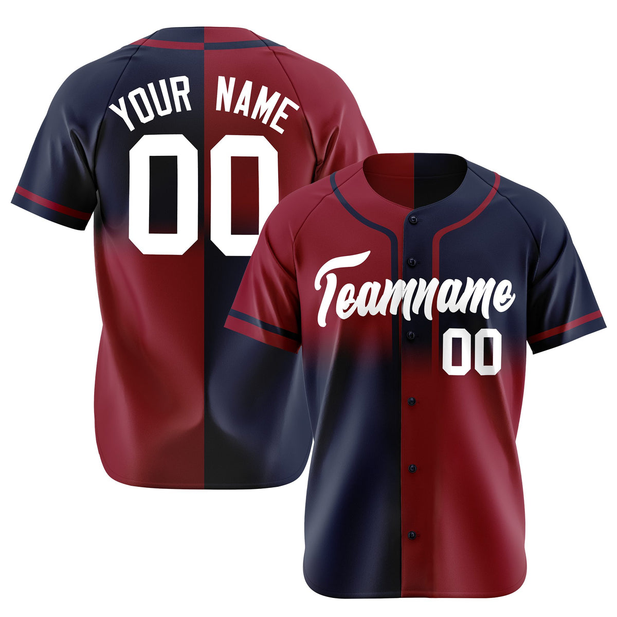 Custom Crimson-Navy White Authentic Split Fashion Baseball Jersey