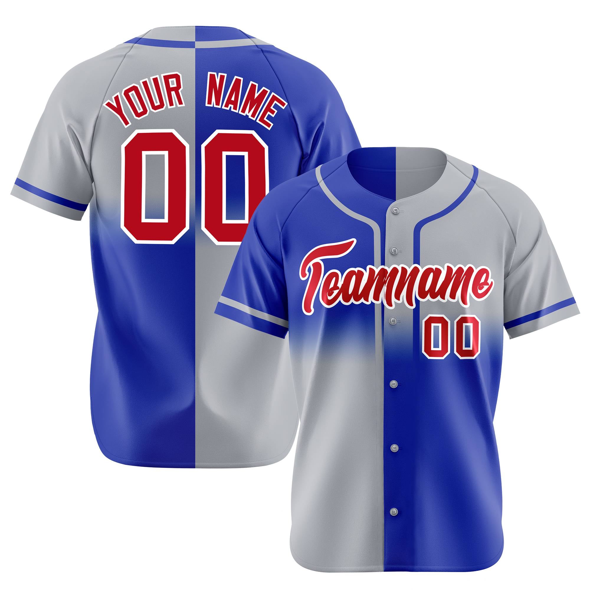 Custom Gray-Royal Blue White Authentic Split Fashion Baseball Jersey