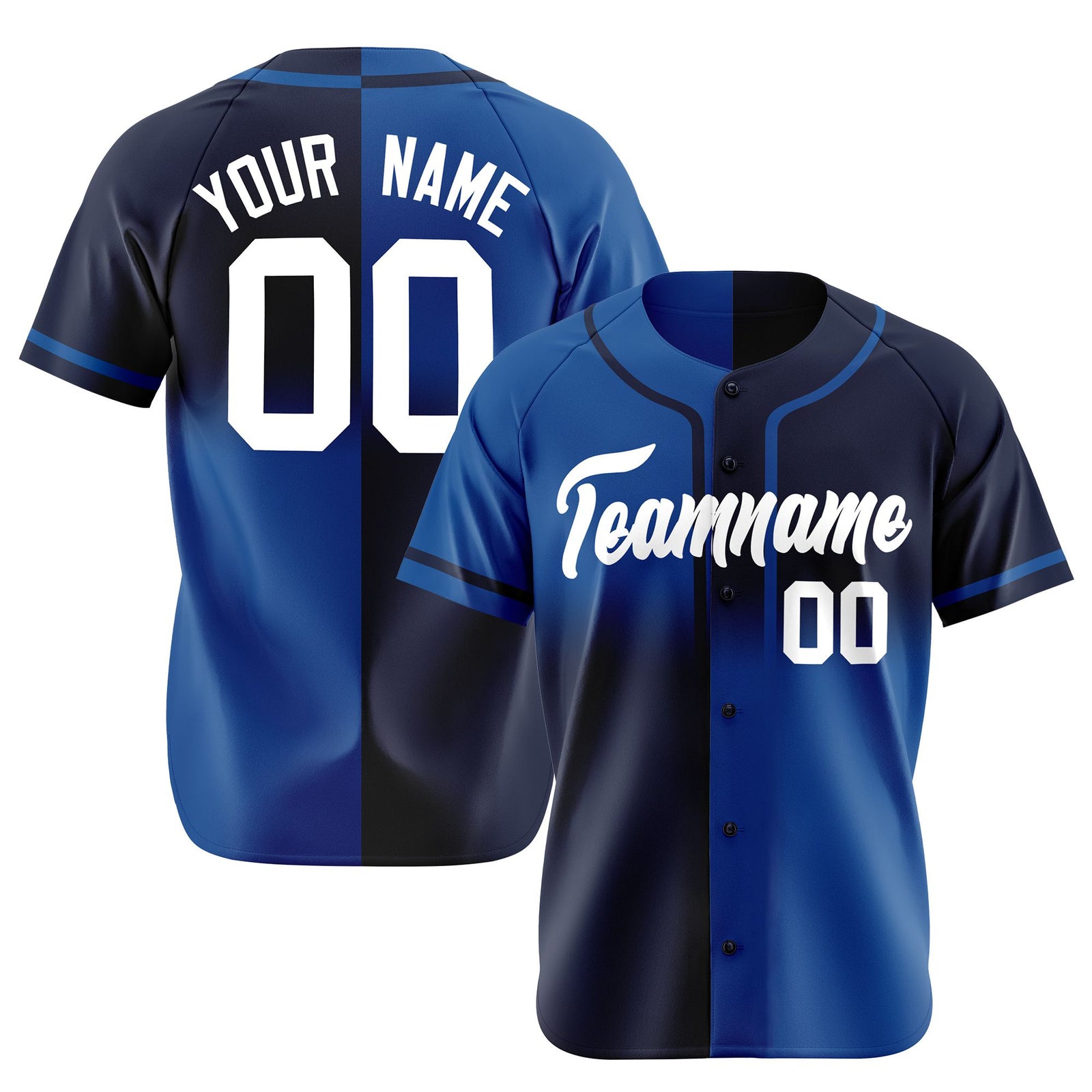 Custom Navy-Blue White Authentic Split Fashion Baseball Jersey