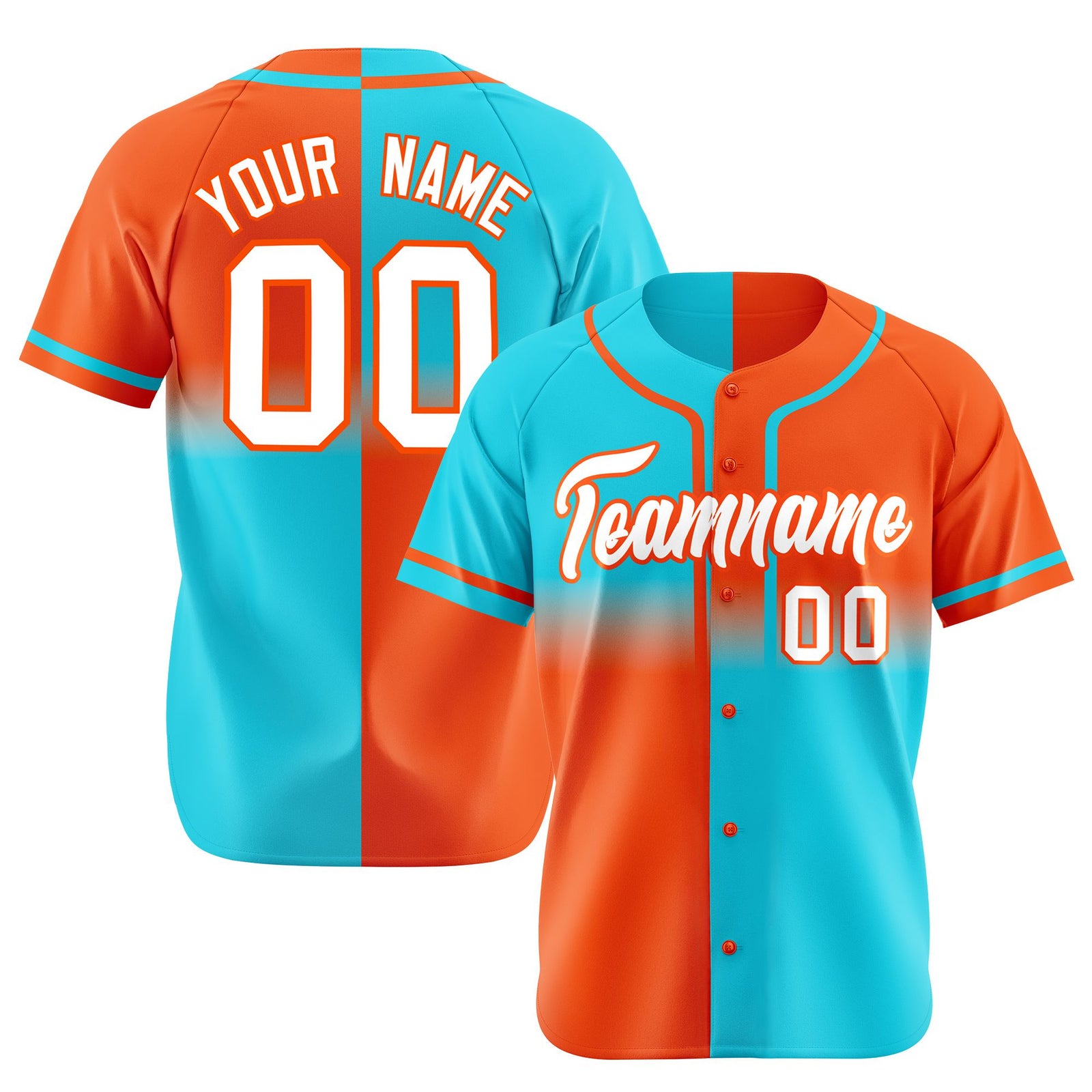 Custom Orange-Blue White Authentic Split Fashion Baseball Jersey