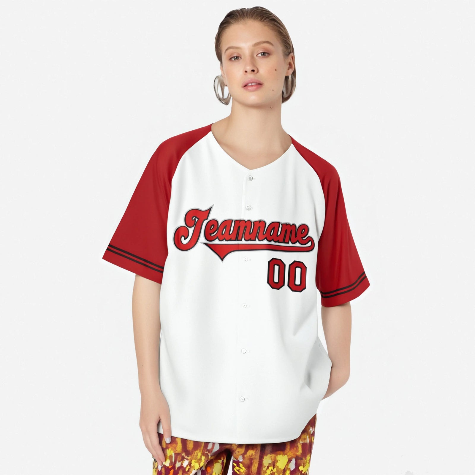 Custom White Red Authentic Raglan Sleeves Baseball Jersey
