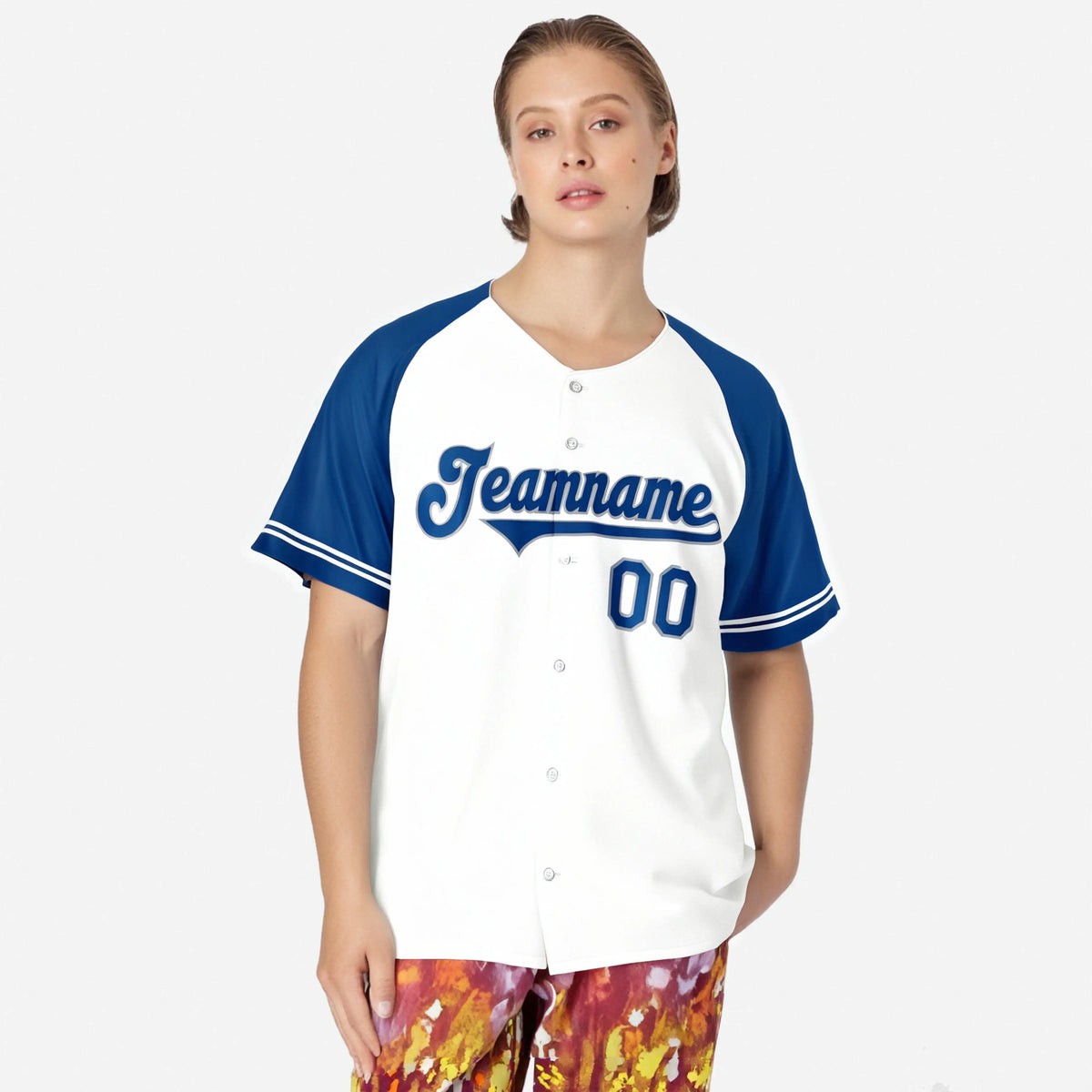 Custom White Royal Blue Authentic Raglan Sleeves Baseball Jersey