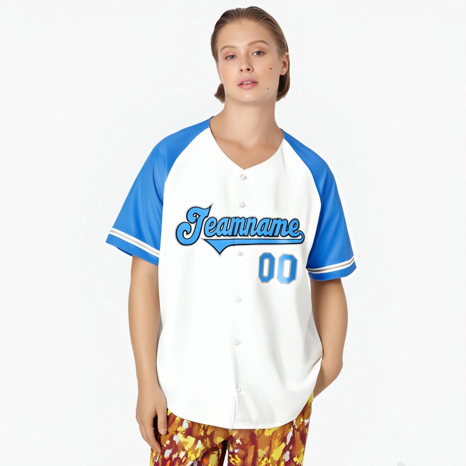 Custom White Light-Blue Authentic Raglan Sleeves Baseball Jersey