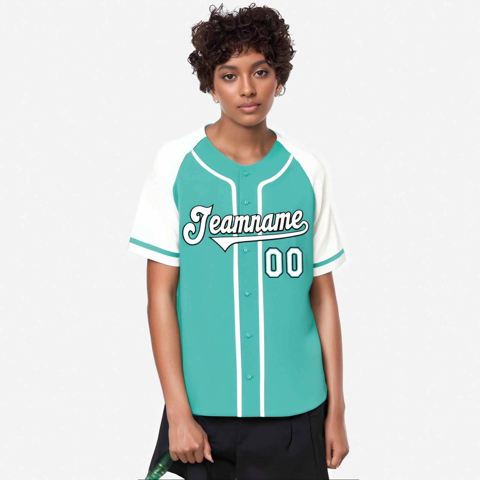 Custom Bright Green White Authentic Raglan Sleeves Baseball Jersey