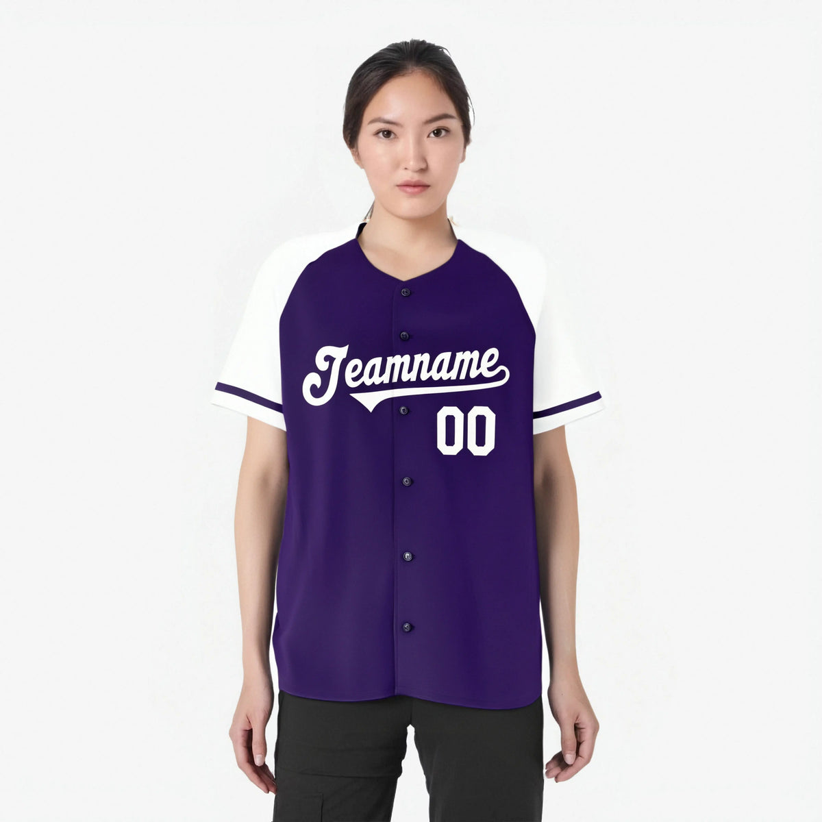 Custom Purple White Authentic Raglan Sleeves Baseball Jersey