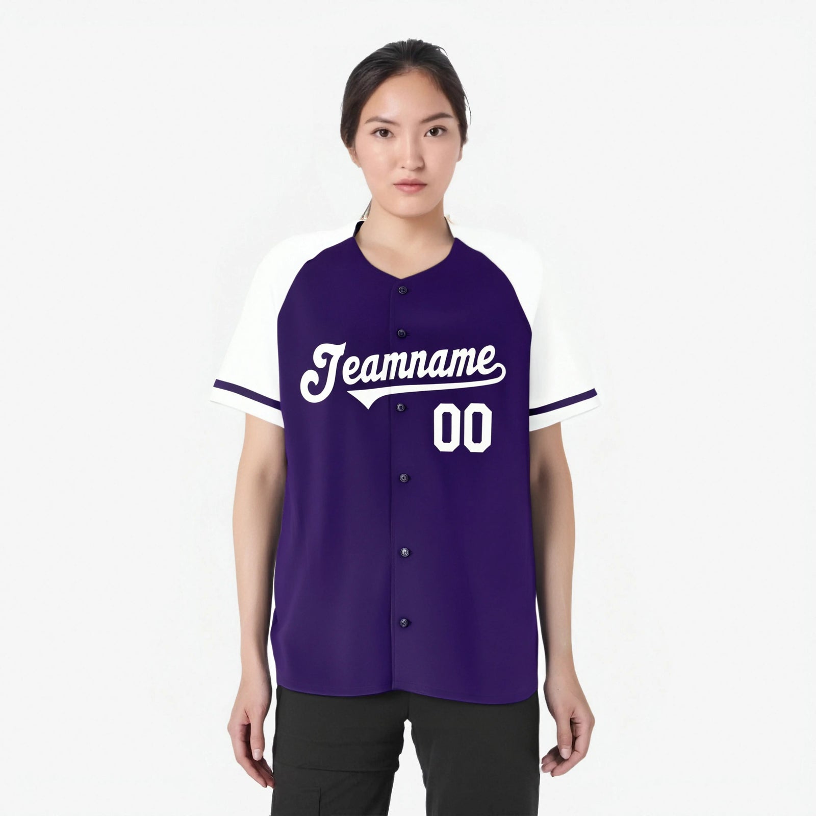 Custom Purple White Authentic Raglan Sleeves Baseball Jersey