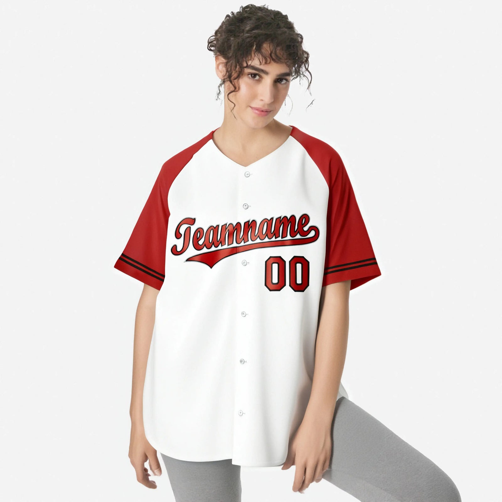 Custom White Red Authentic Raglan Sleeves Baseball Jersey