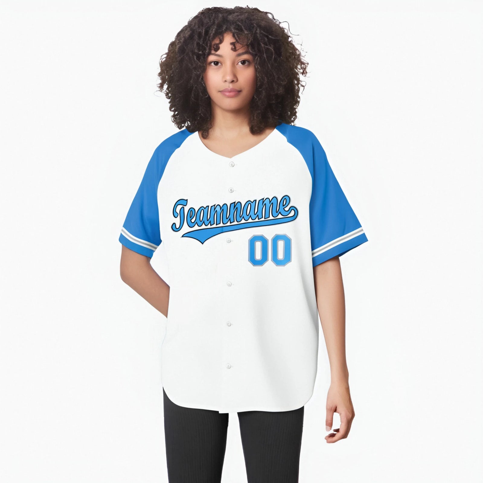 Custom White Light-Blue Authentic Raglan Sleeves Baseball Jersey