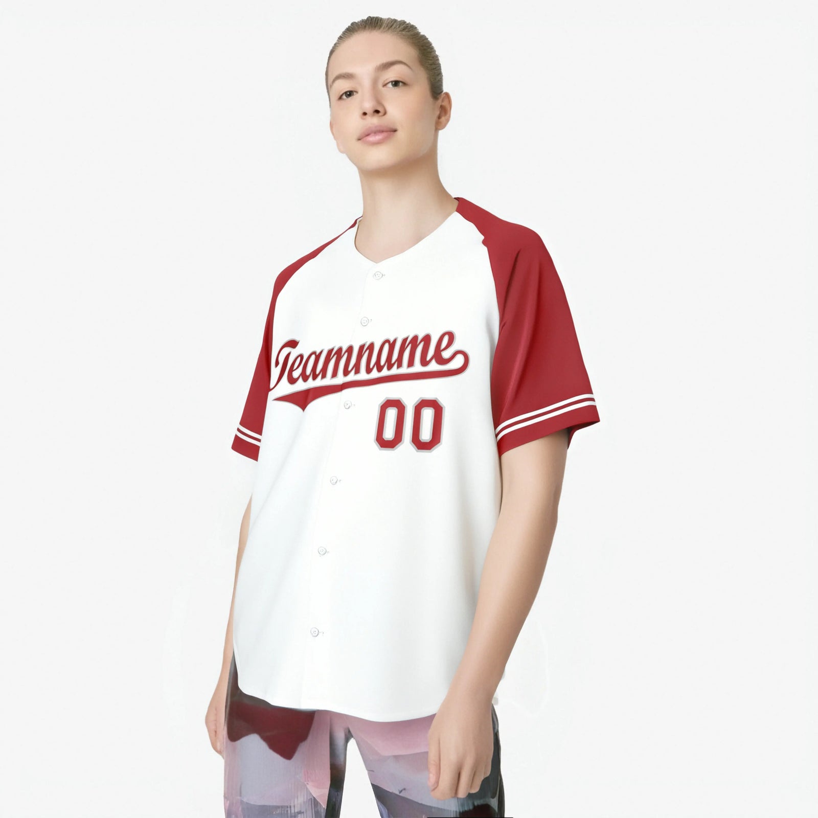 Custom White Red Authentic Raglan Sleeves Baseball Jersey