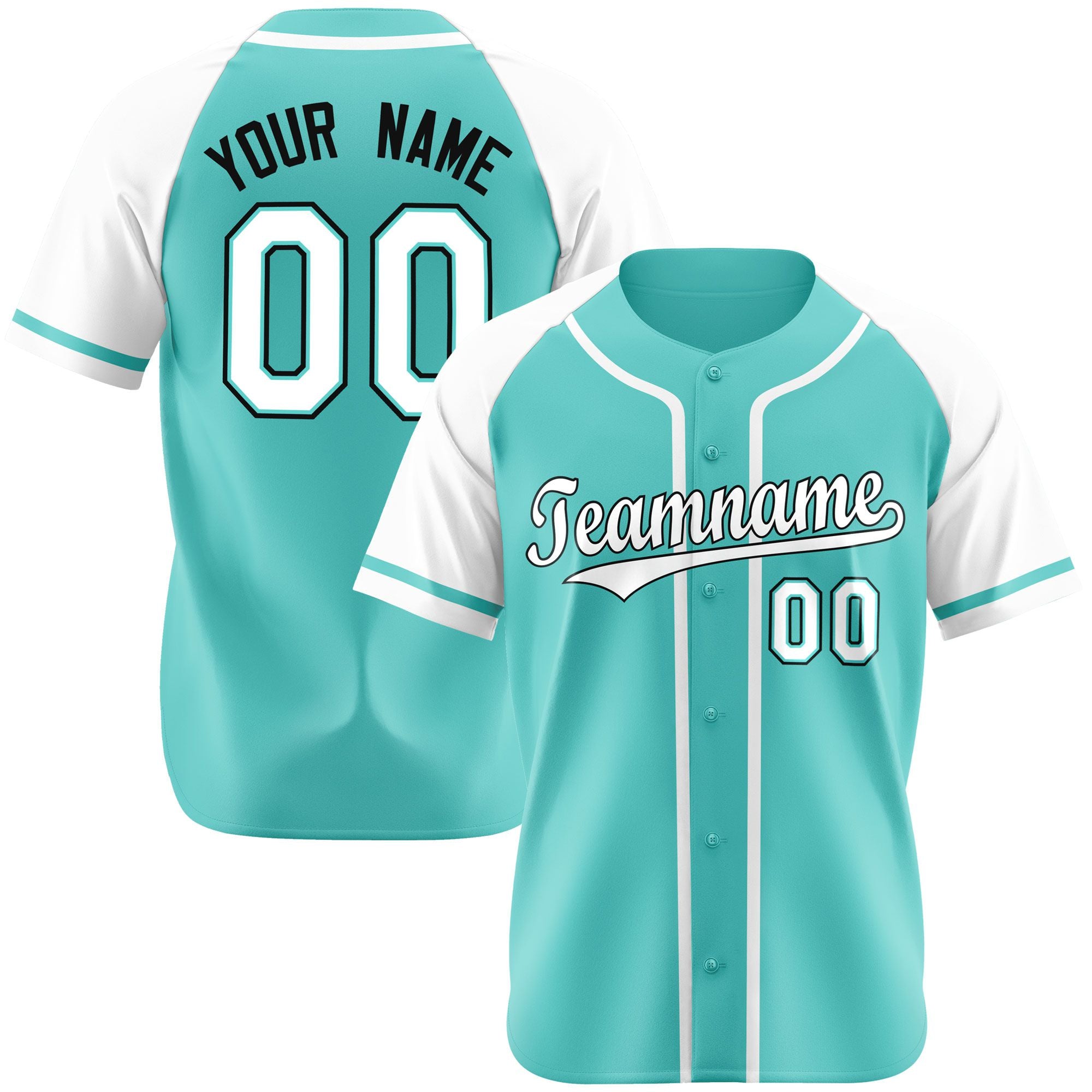 Custom Bright Green White Authentic Raglan Sleeves Baseball Jersey