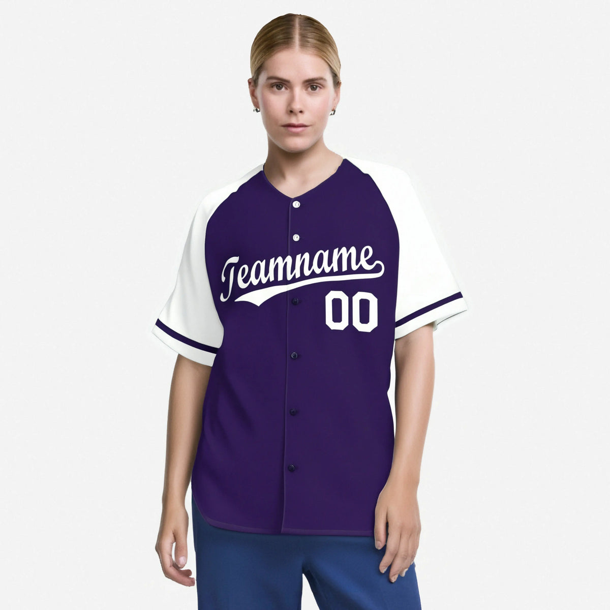 Custom Purple White Authentic Raglan Sleeves Baseball Jersey