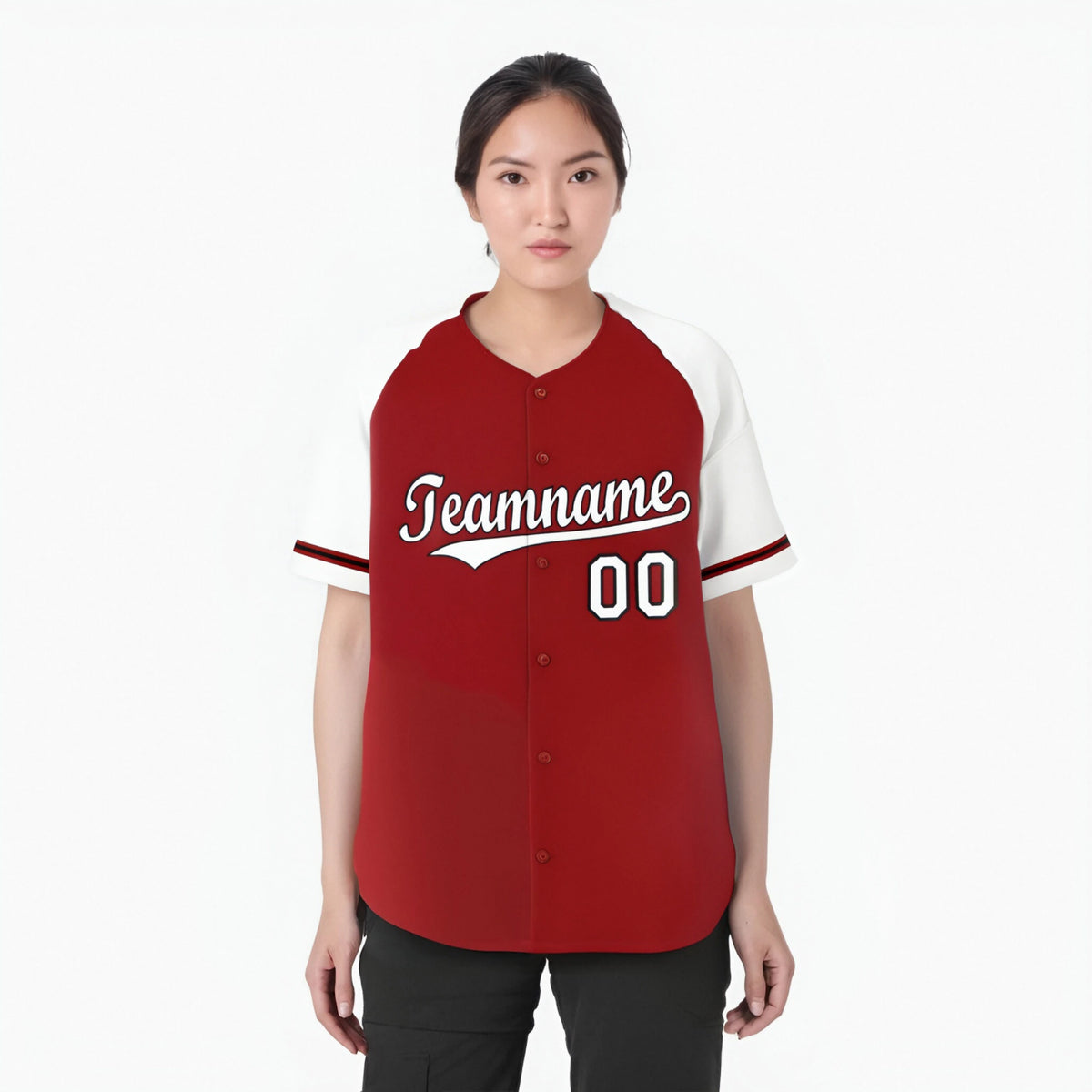 Custom Red White Authentic Raglan Sleeves Baseball Jersey