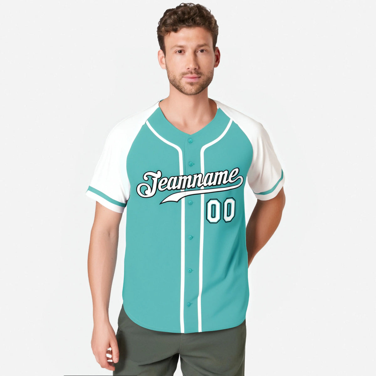 Custom Bright Green White Authentic Raglan Sleeves Baseball Jersey