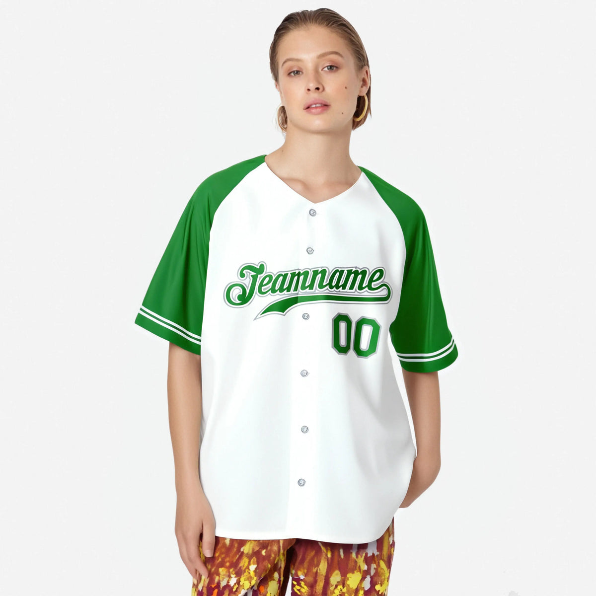 Custom White Kelly Green Authentic Raglan Sleeves Baseball Jersey