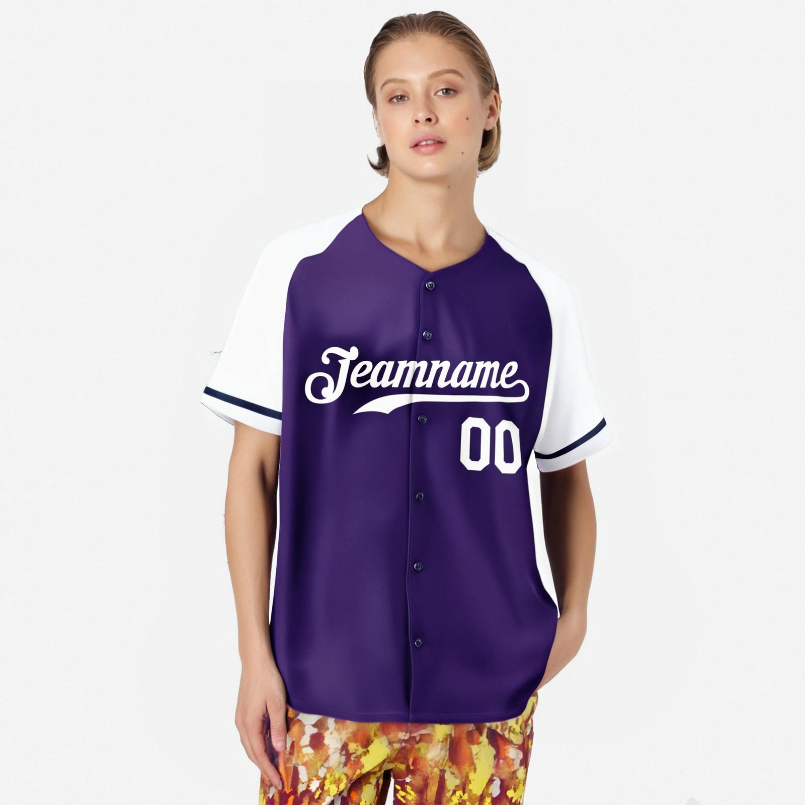 Custom Purple White Authentic Raglan Sleeves Baseball Jersey