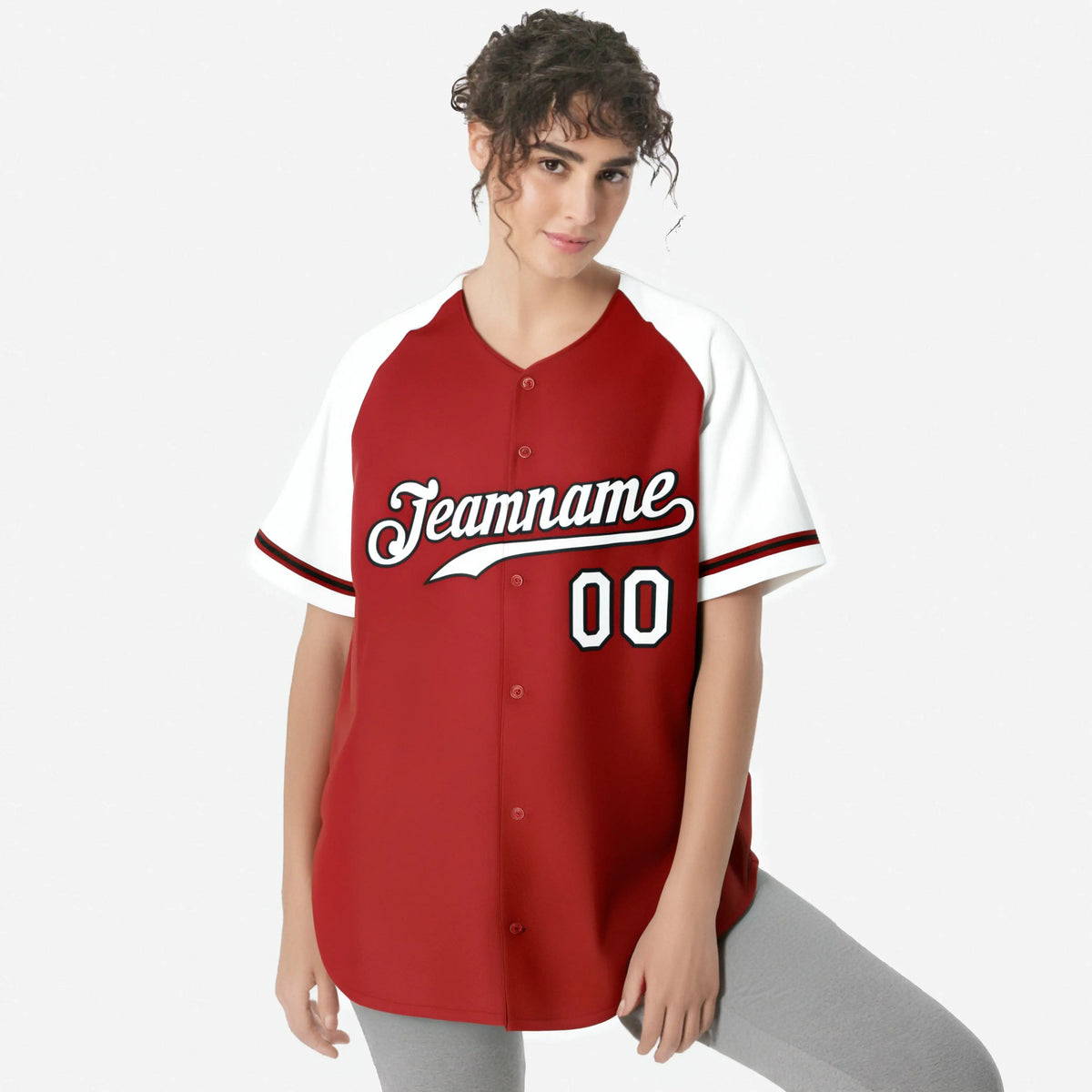 Custom Red White Authentic Raglan Sleeves Baseball Jersey