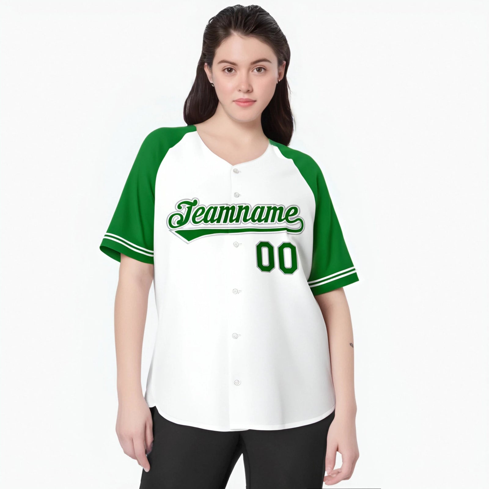 Custom White Kelly Green Authentic Raglan Sleeves Baseball Jersey
