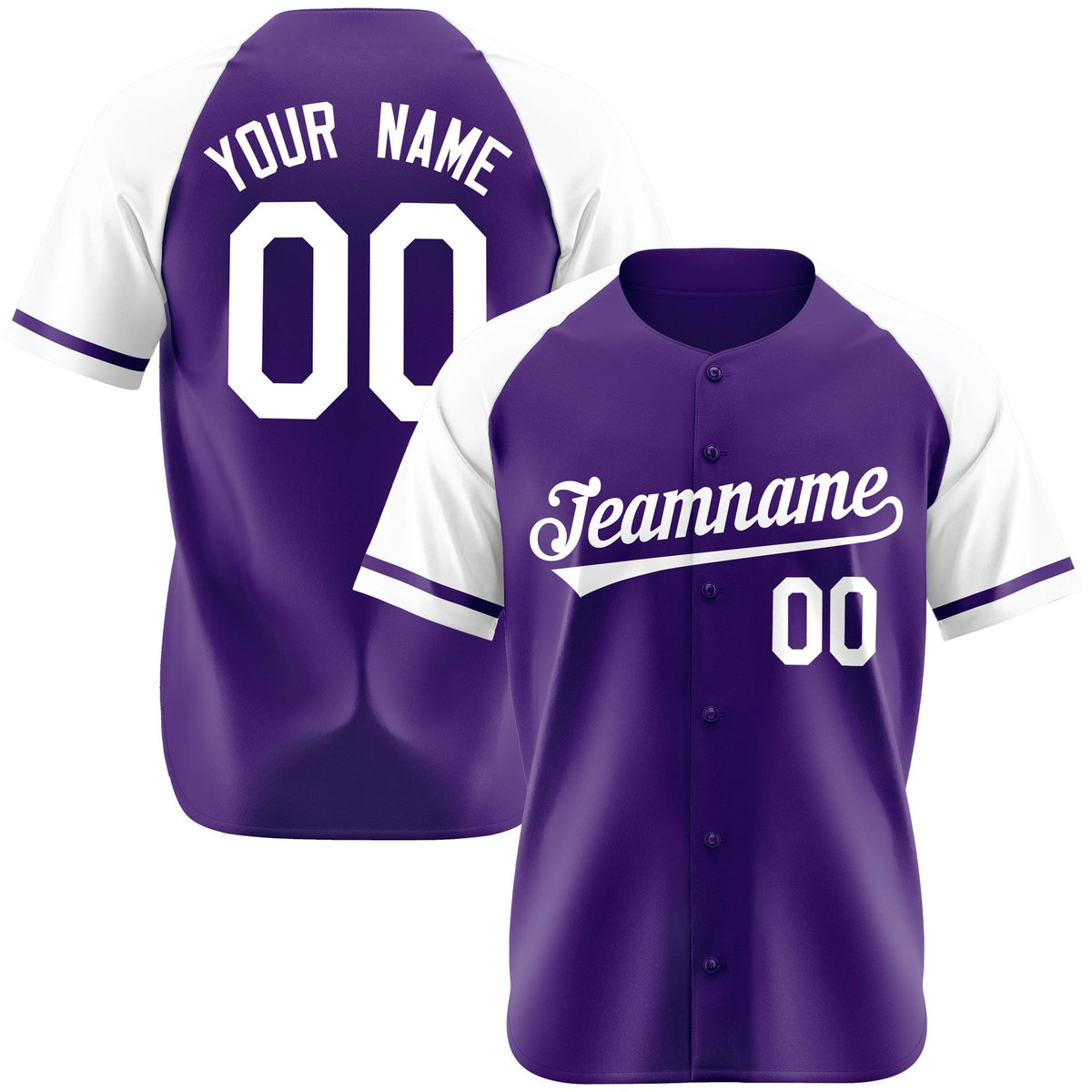 Custom Purple White Authentic Raglan Sleeves Baseball Jersey