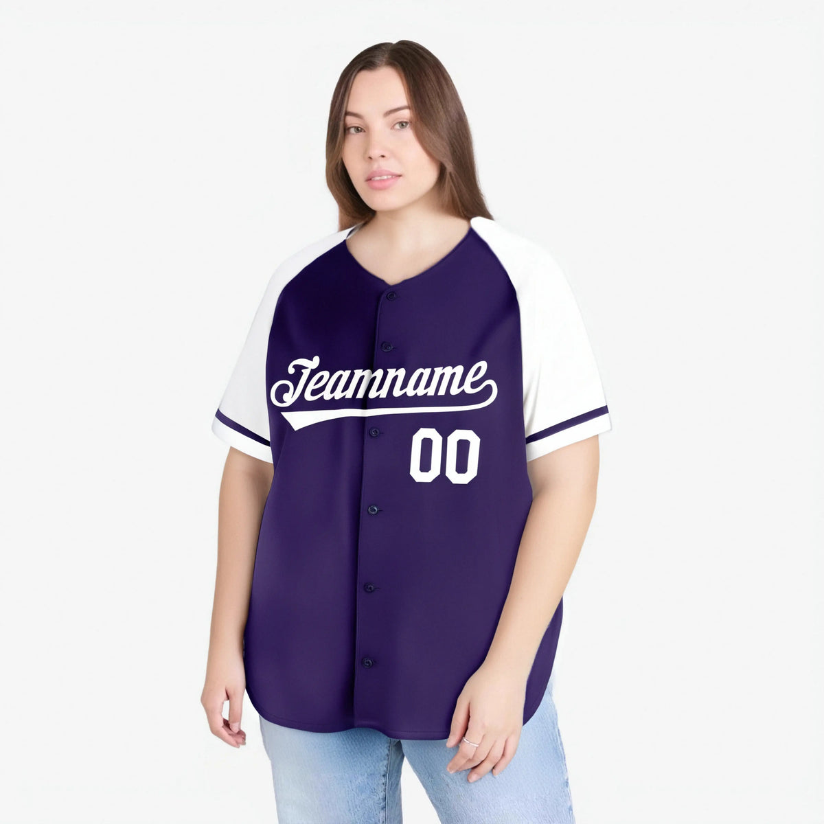 Custom Purple White Authentic Raglan Sleeves Baseball Jersey