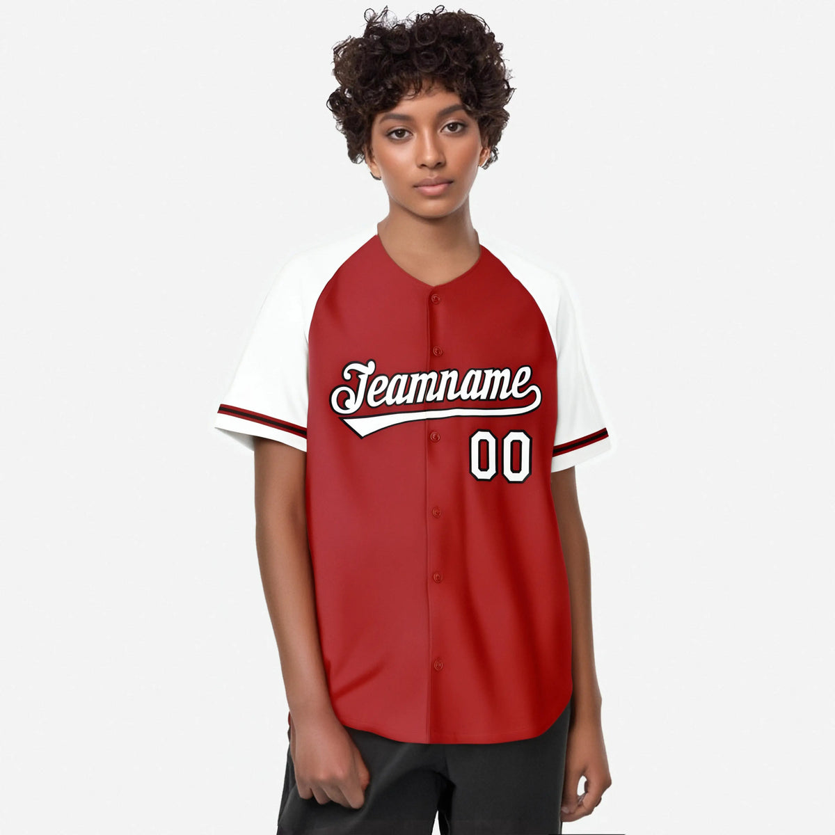 Custom Red White Authentic Raglan Sleeves Baseball Jersey