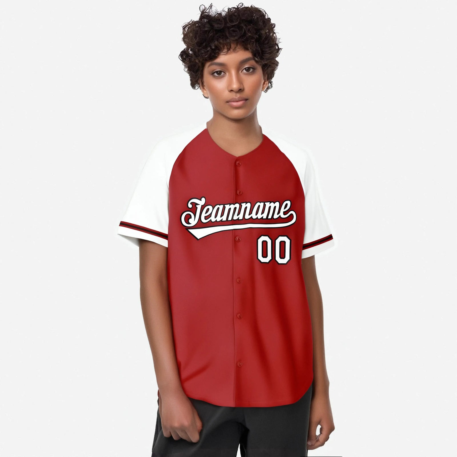 Custom Red White Authentic Raglan Sleeves Baseball Jersey
