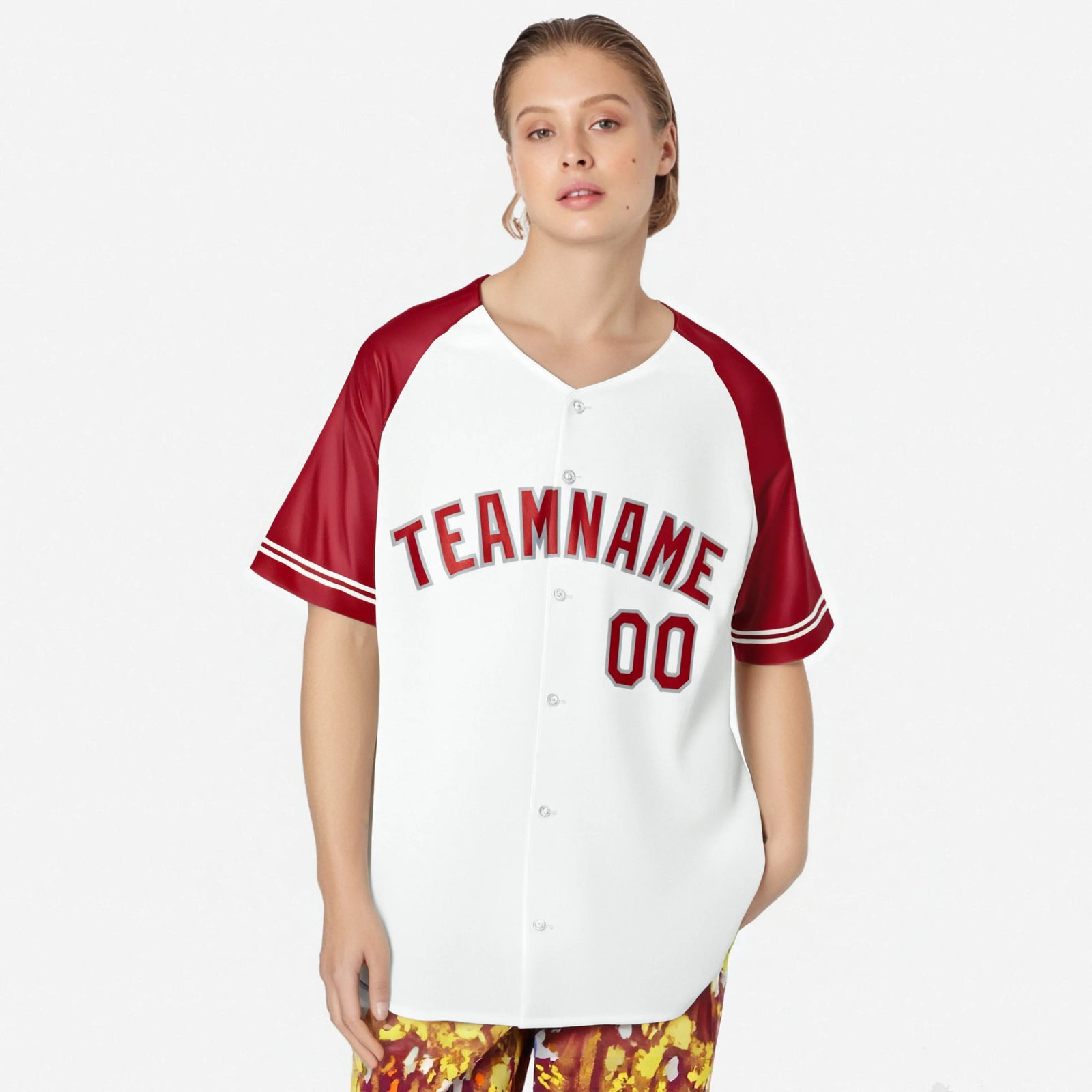 Custom White Red Authentic Raglan Sleeves Baseball Jersey
