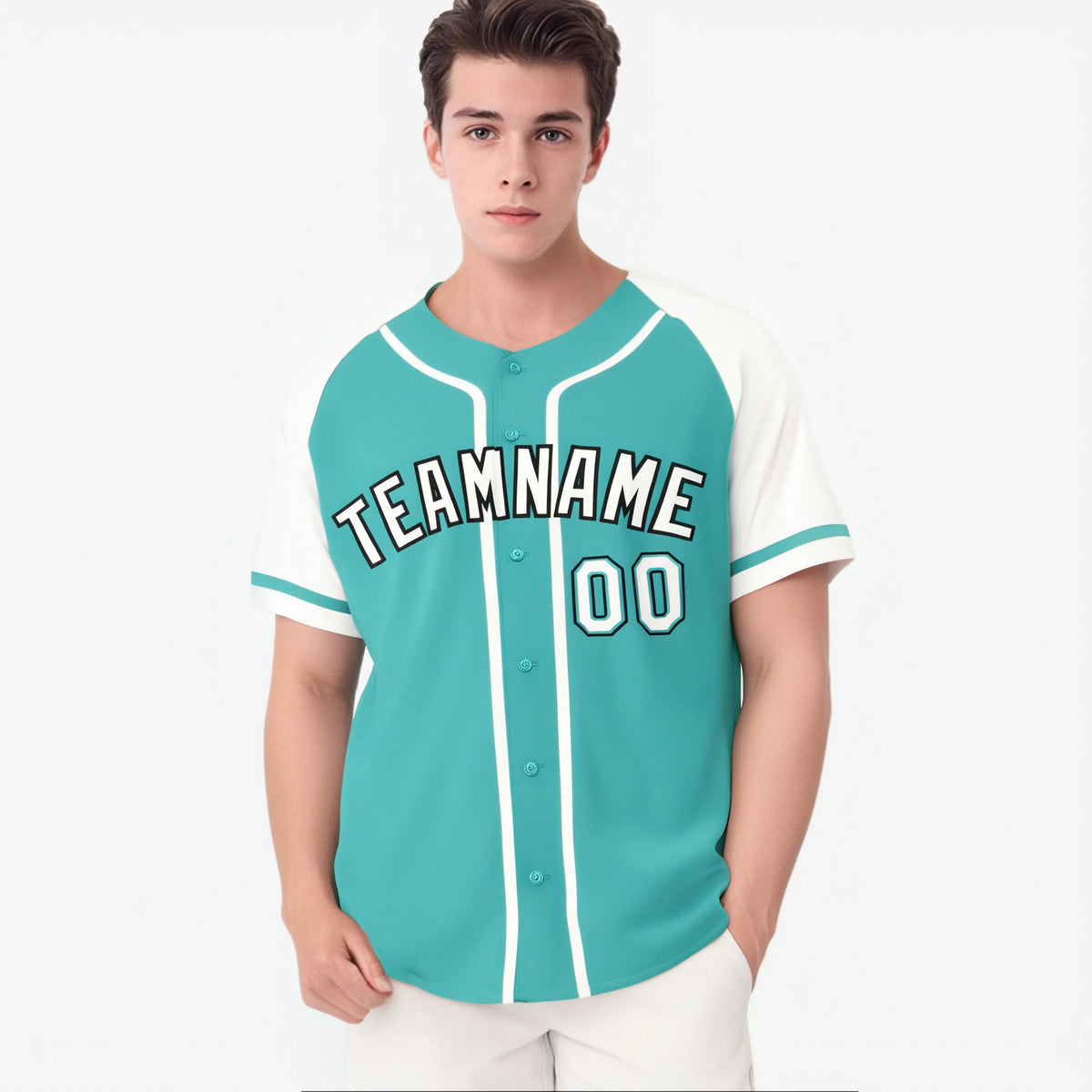 Custom Bright Green White Authentic Raglan Sleeves Baseball Jersey