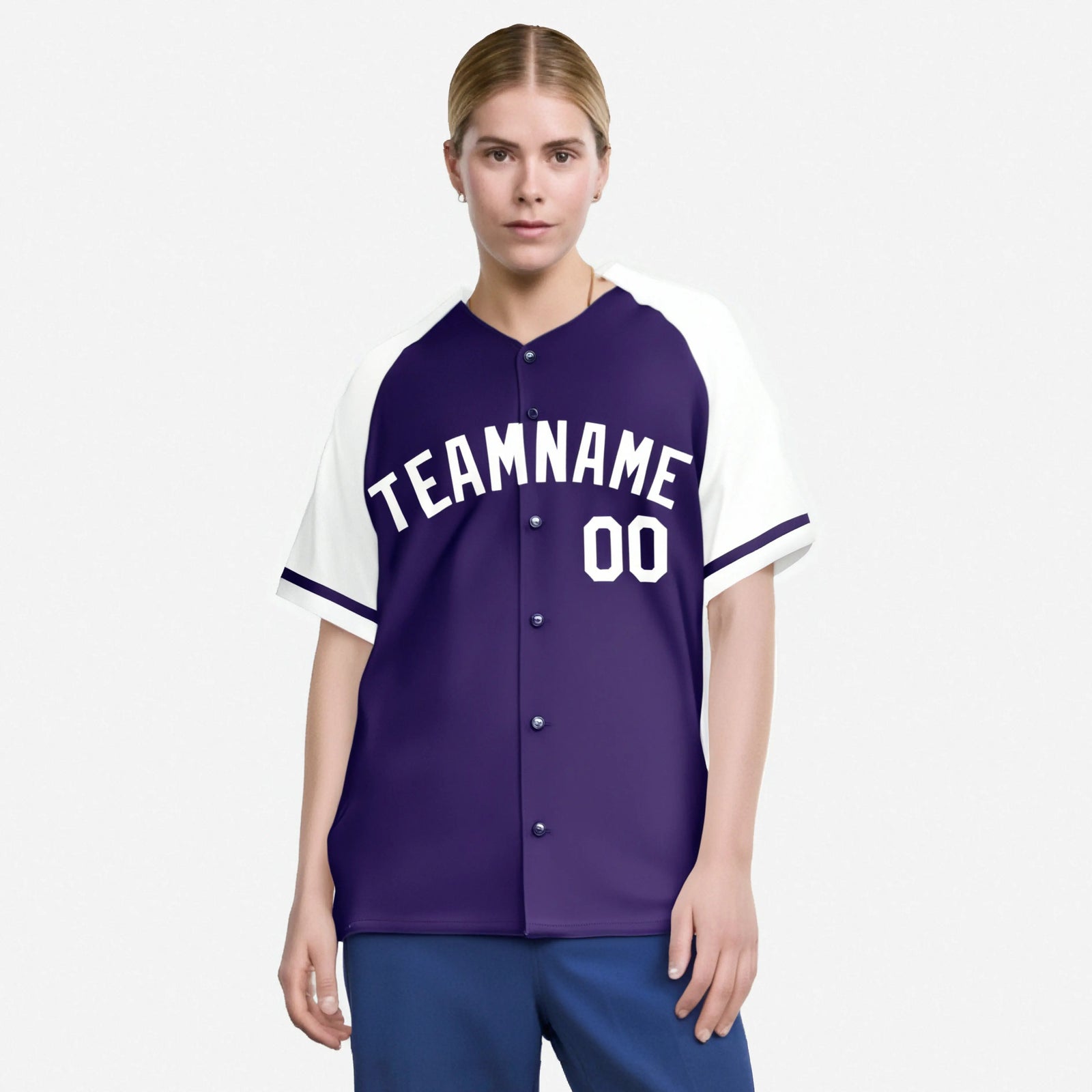 Custom Purple White Authentic Raglan Sleeves Baseball Jersey
