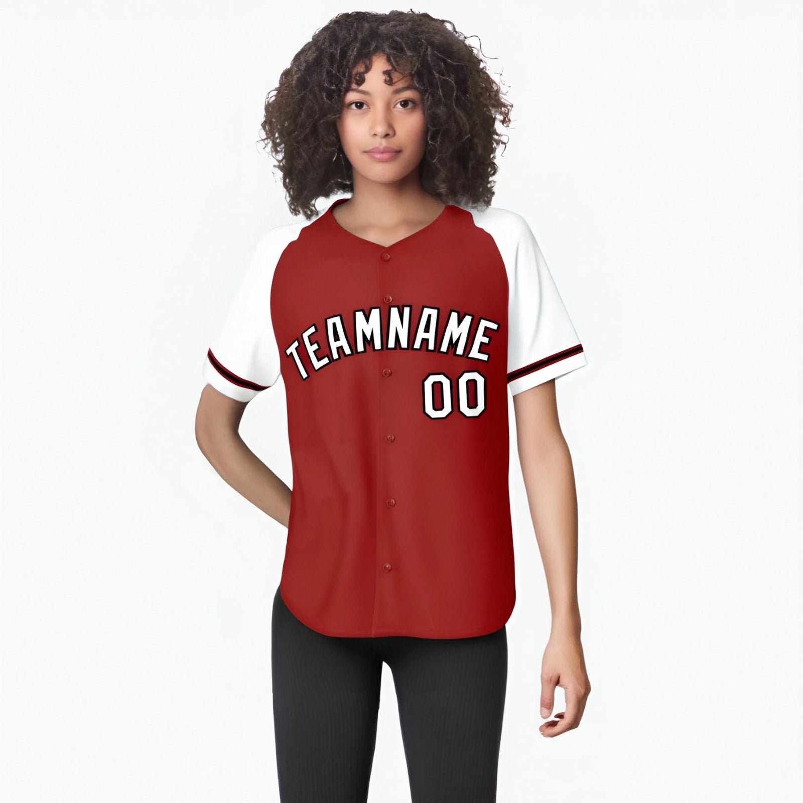 Custom Red White Authentic Raglan Sleeves Baseball Jersey