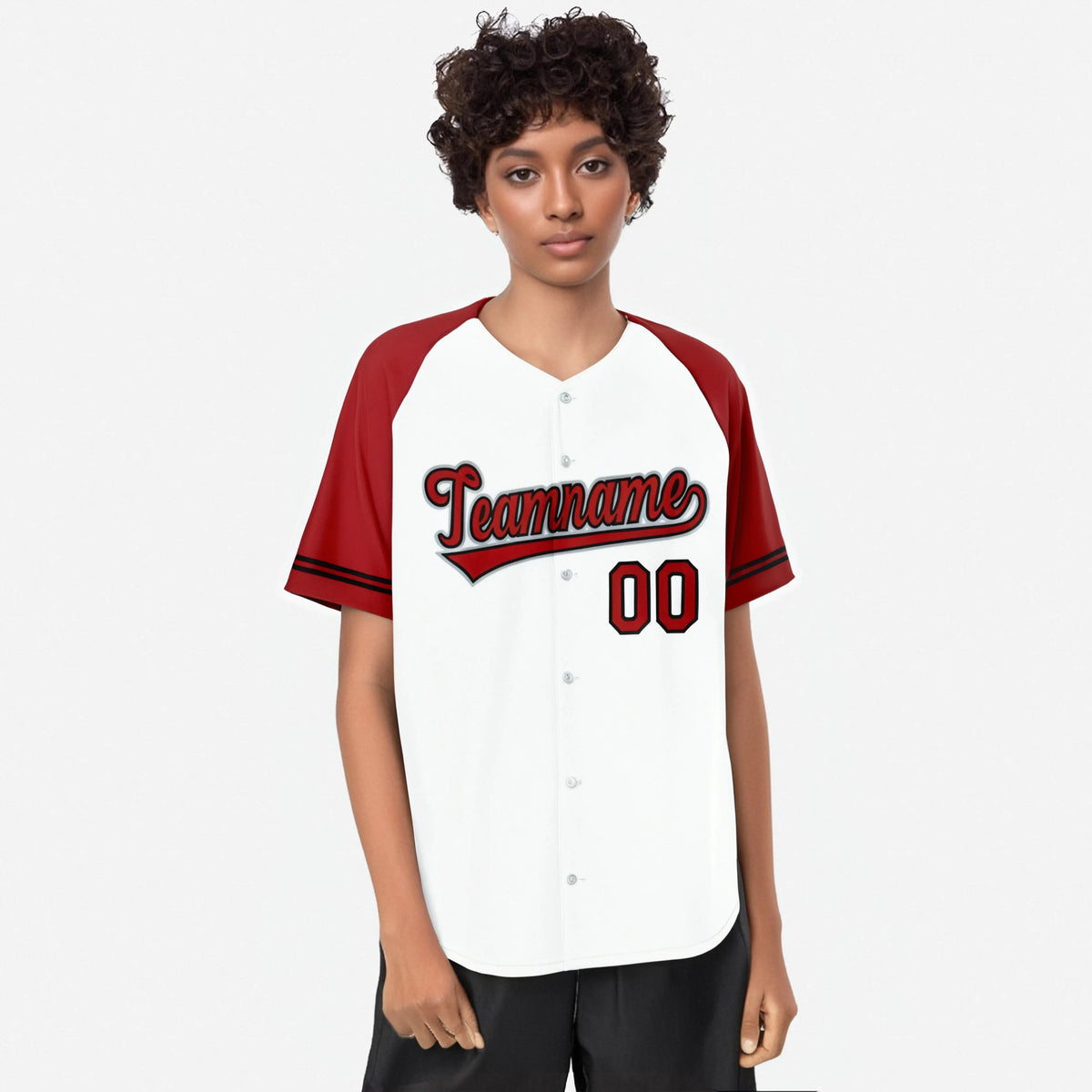 Custom White Red Authentic Raglan Sleeves Baseball Jersey
