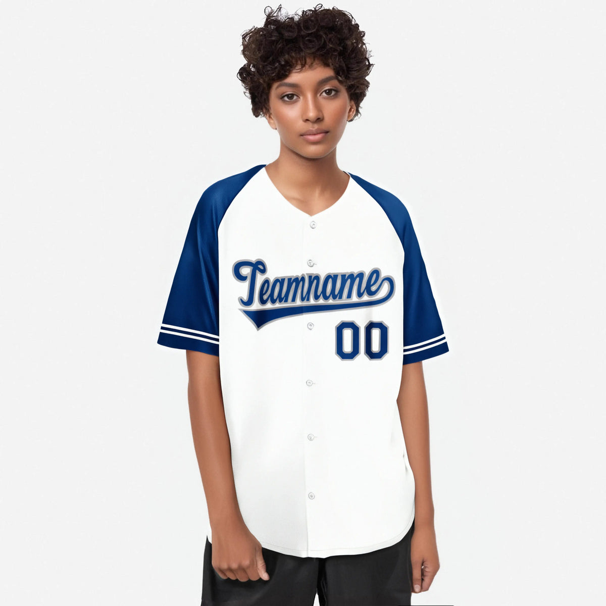 Custom White Royal Blue Authentic Raglan Sleeves Baseball Jersey