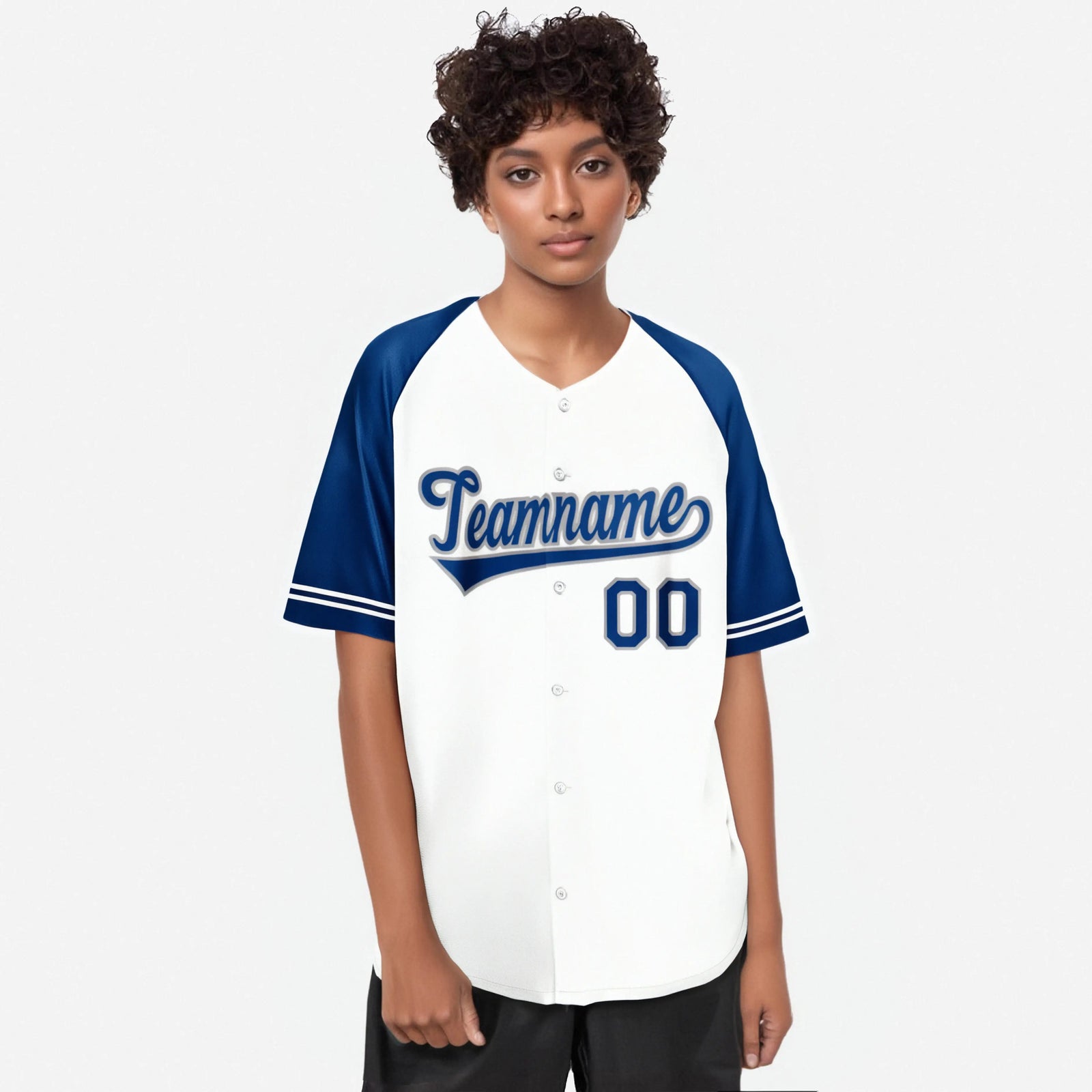 Custom White Royal Blue Authentic Raglan Sleeves Baseball Jersey