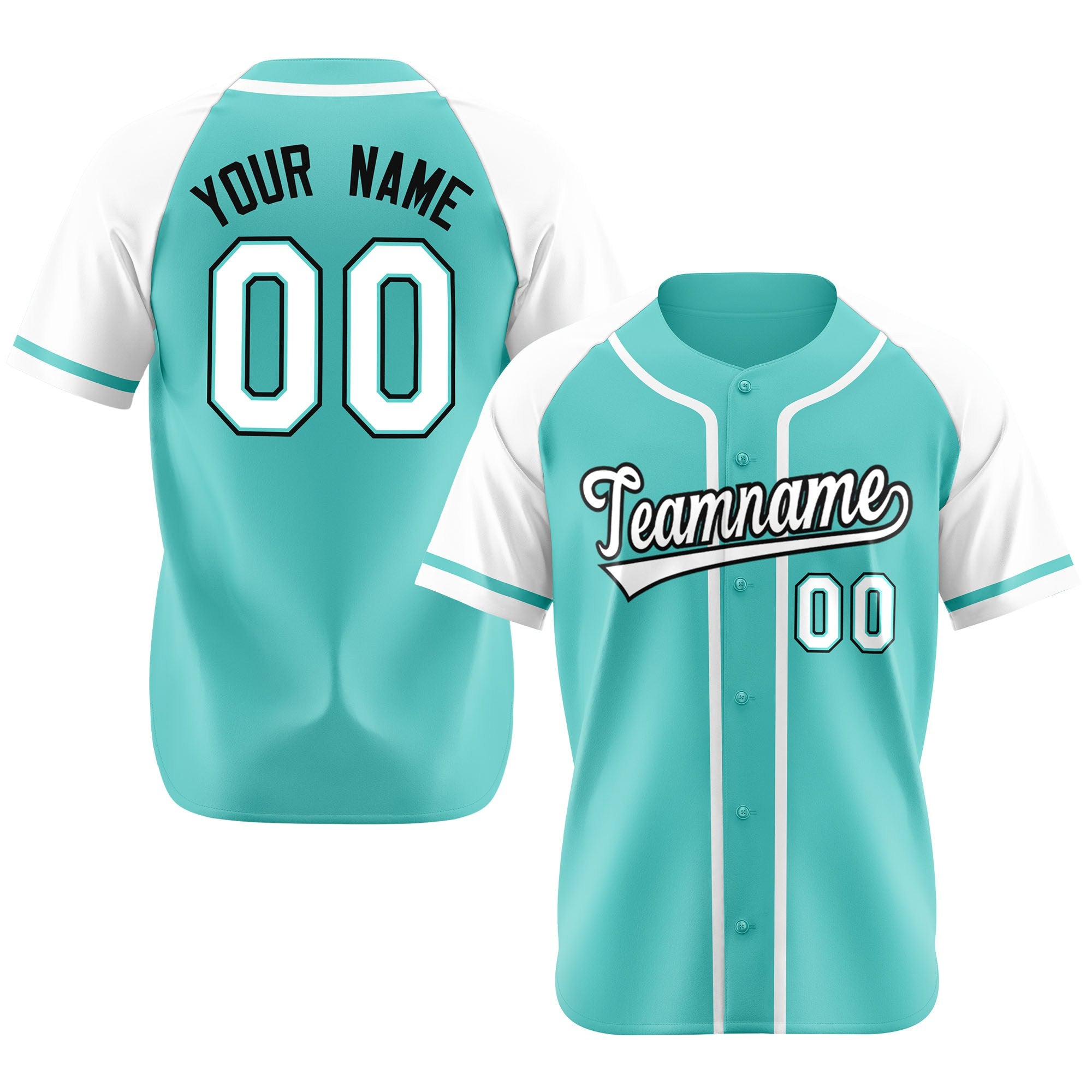 Custom Bright Green White Authentic Raglan Sleeves Baseball Jersey