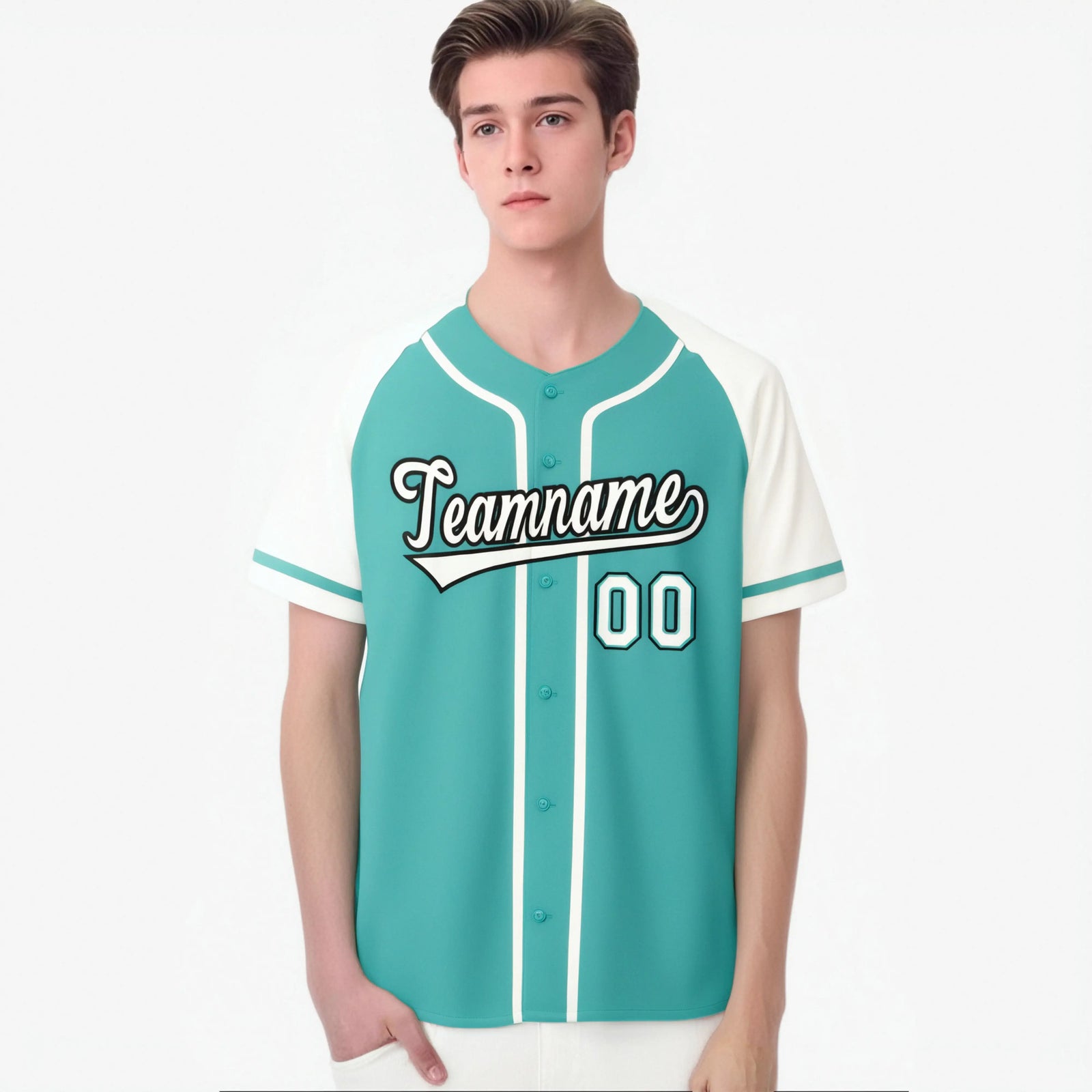 Custom Bright Green White Authentic Raglan Sleeves Baseball Jersey