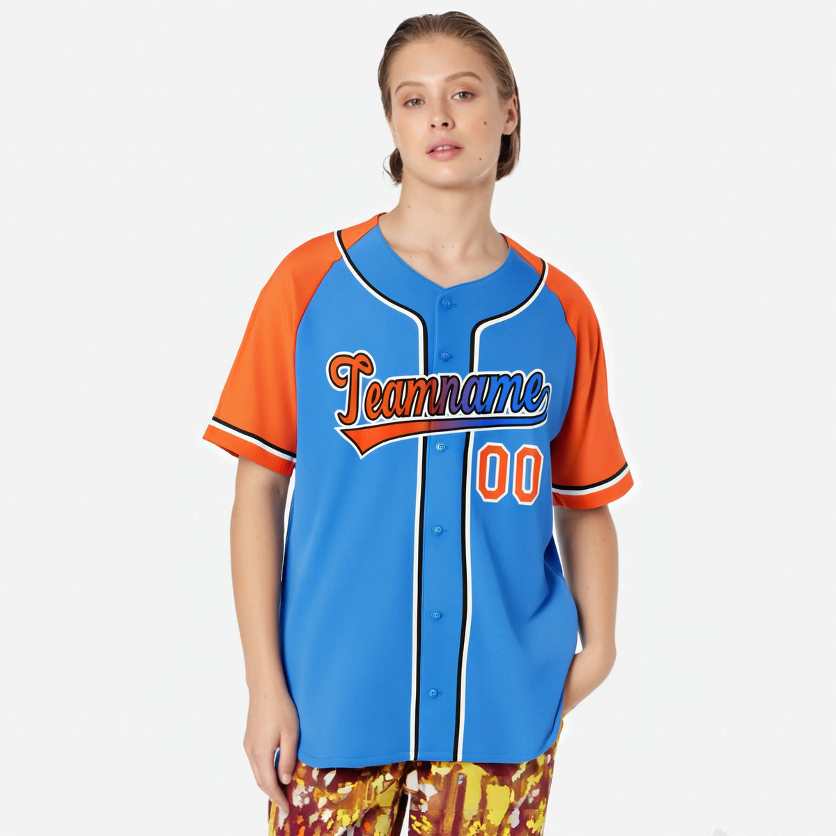 Custom Powder Blue Orange Authentic Raglan Sleeves Baseball Jersey