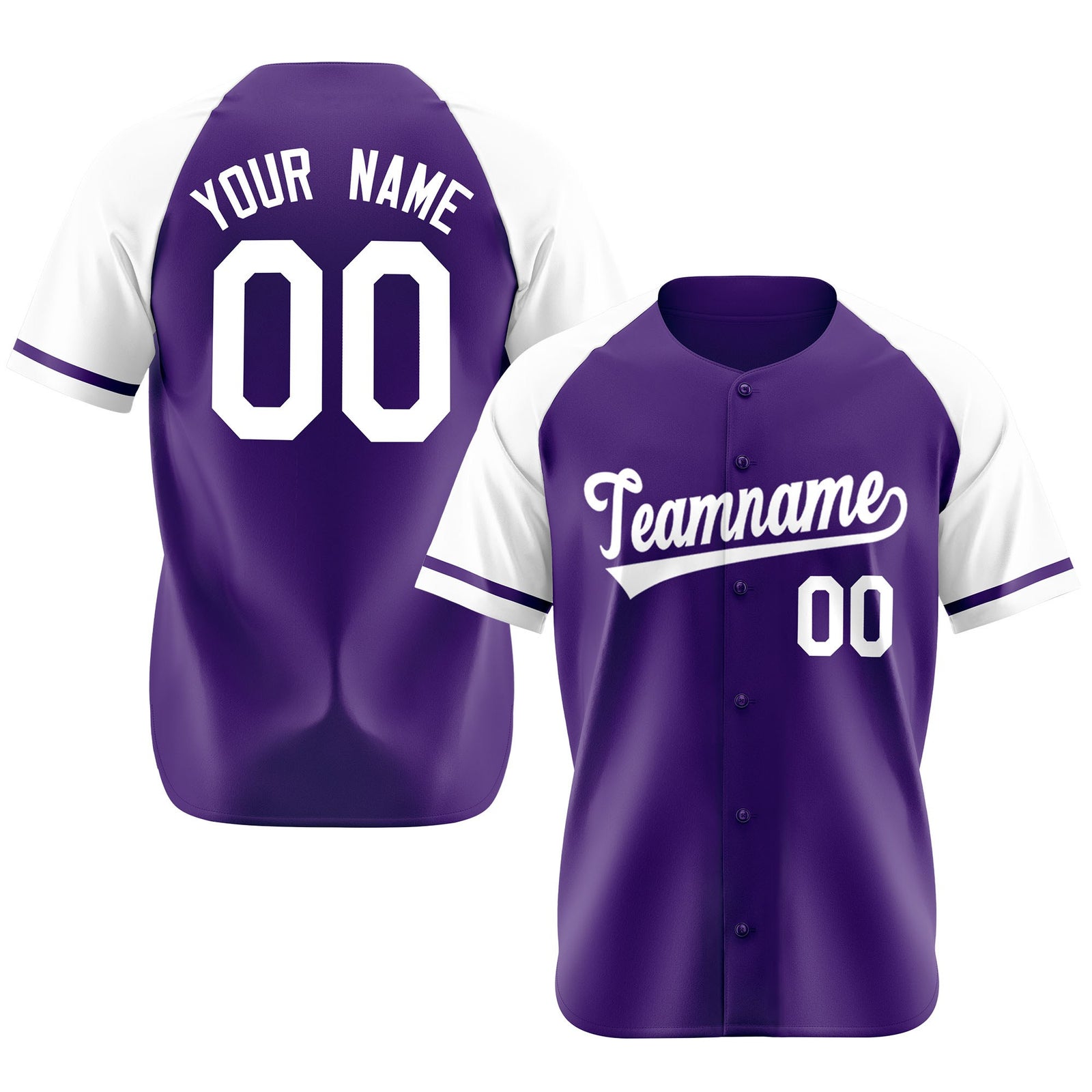 Custom Purple White Authentic Raglan Sleeves Baseball Jersey
