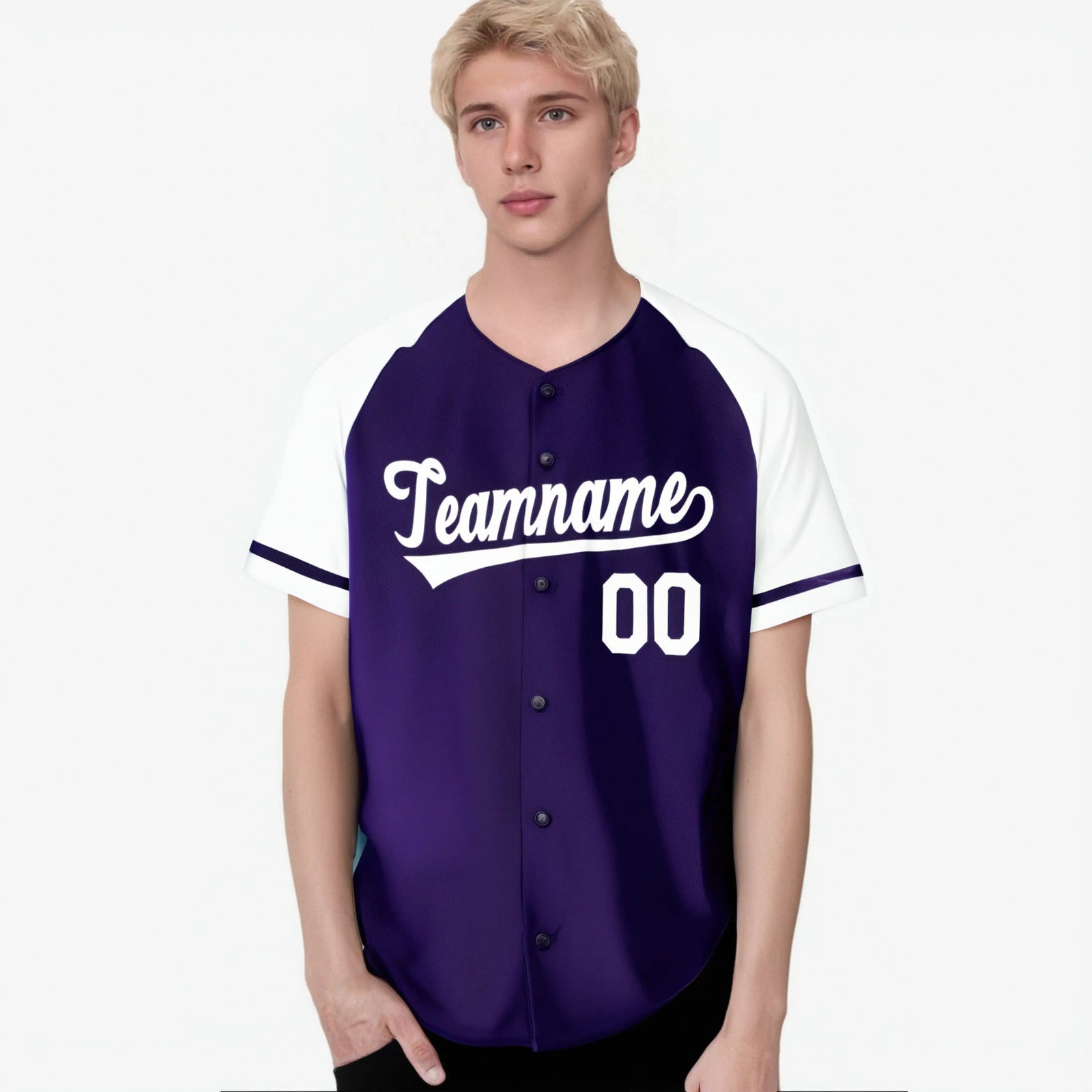 Custom Purple White Authentic Raglan Sleeves Baseball Jersey
