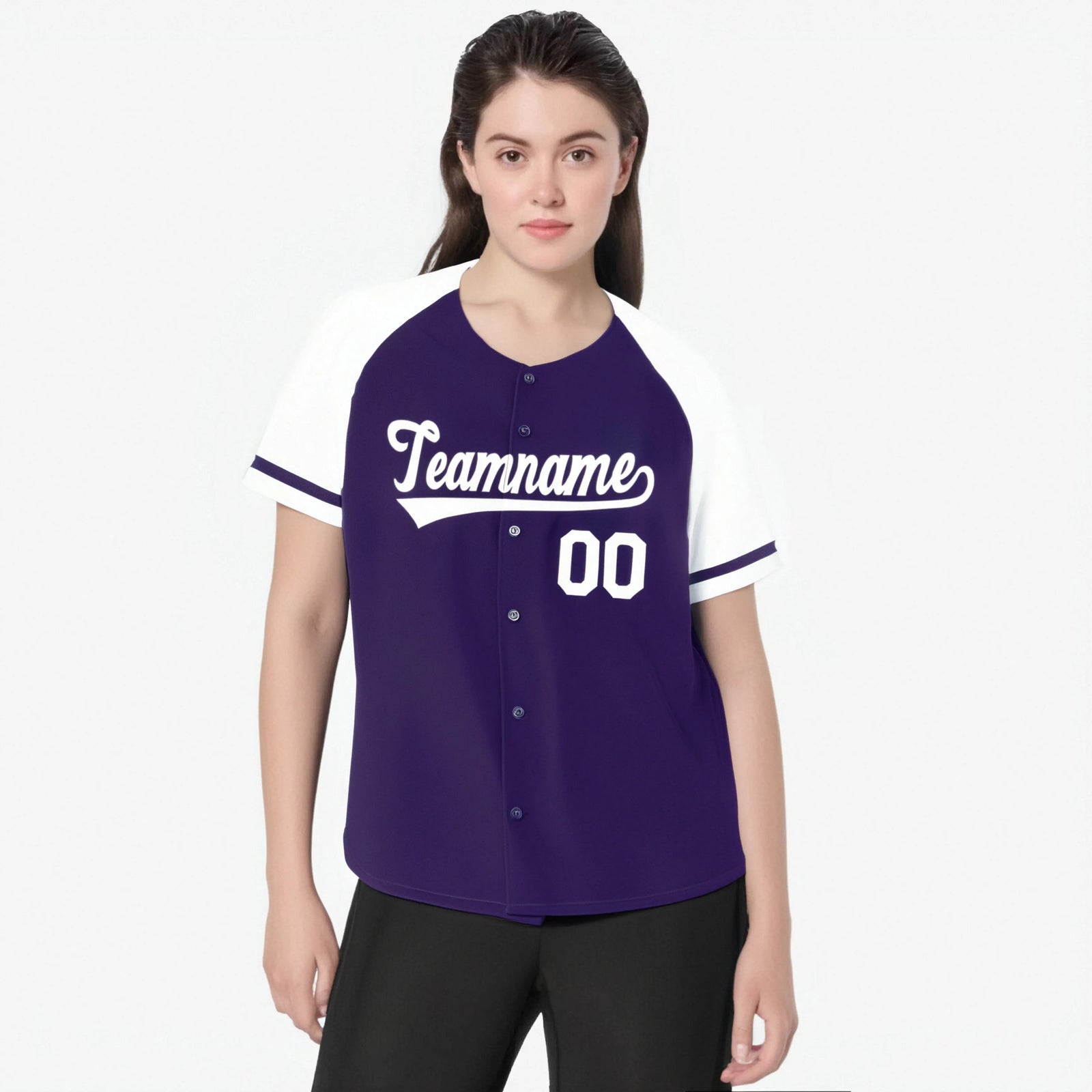 Custom Purple White Authentic Raglan Sleeves Baseball Jersey