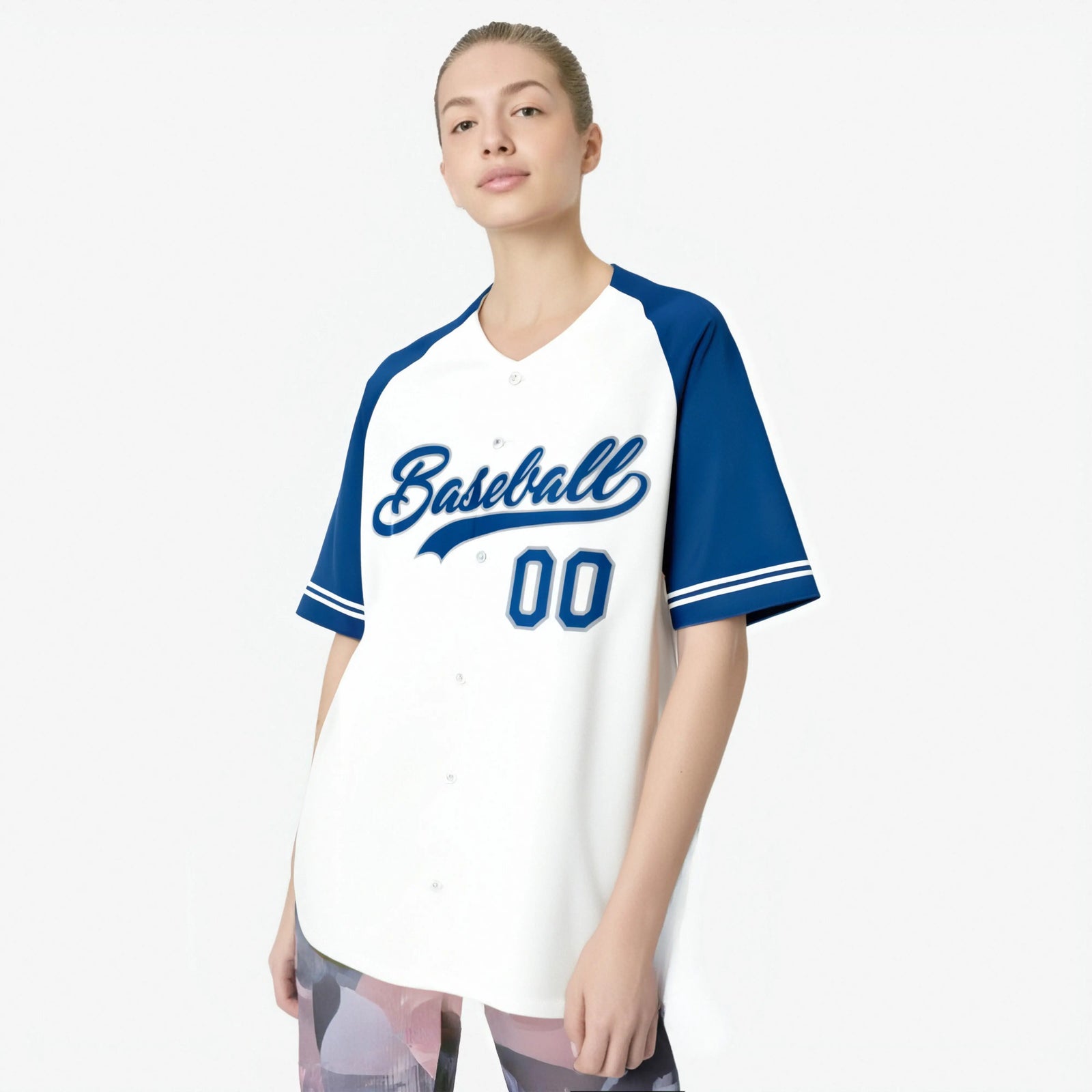 Custom White Royal Blue Authentic Raglan Sleeves Baseball Jersey